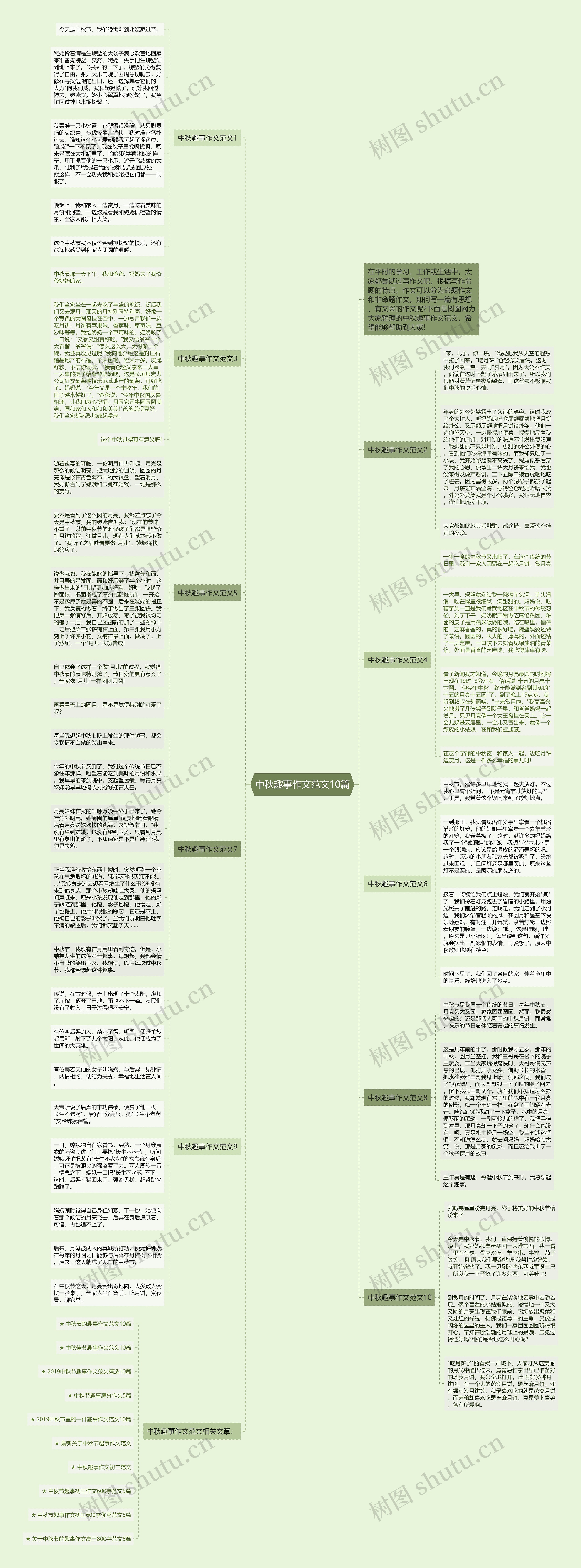中秋趣事作文范文10篇思维导图