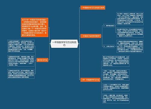 一年级数学学习方法和技巧思维导图