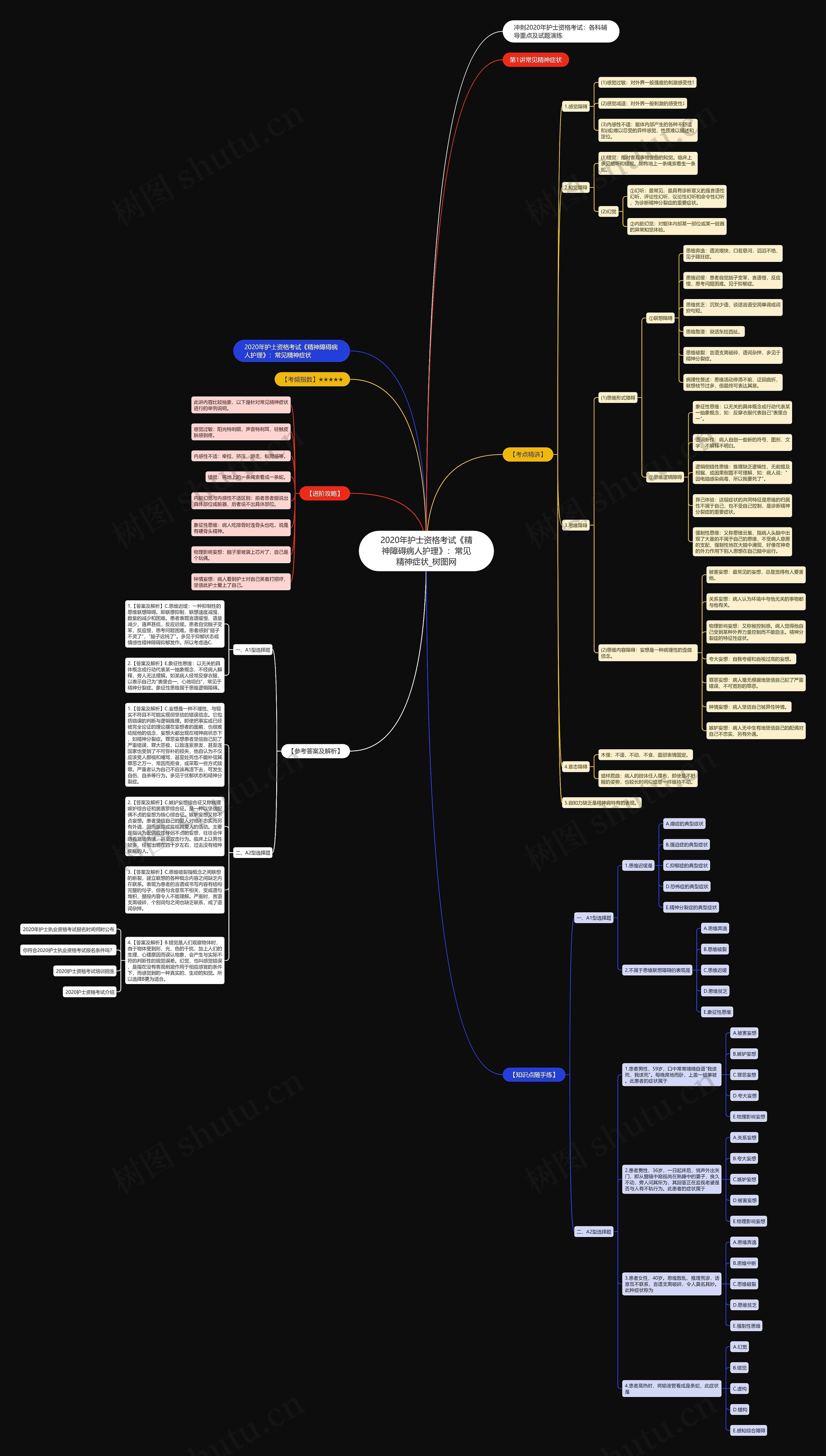 2020年护士资格考试《精神障碍病人护理》：常见精神症状思维导图