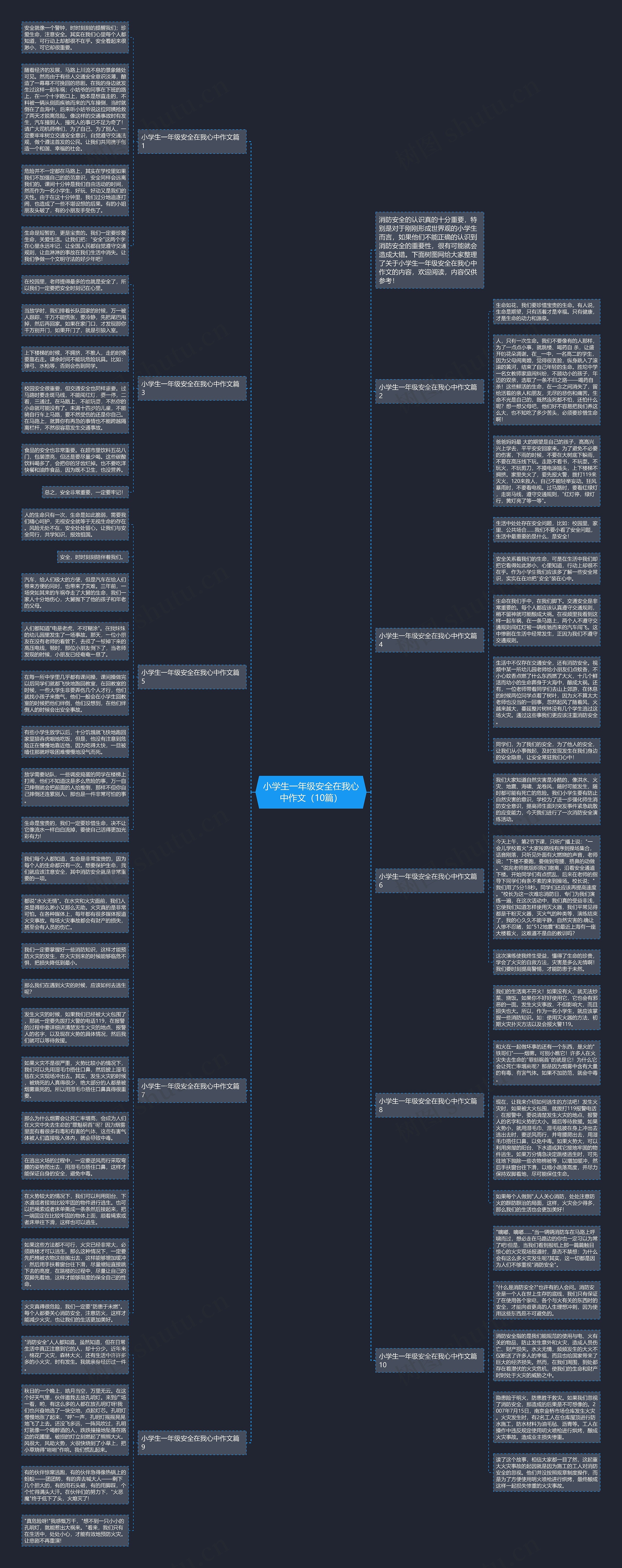 小学生一年级安全在我心中作文（10篇）思维导图