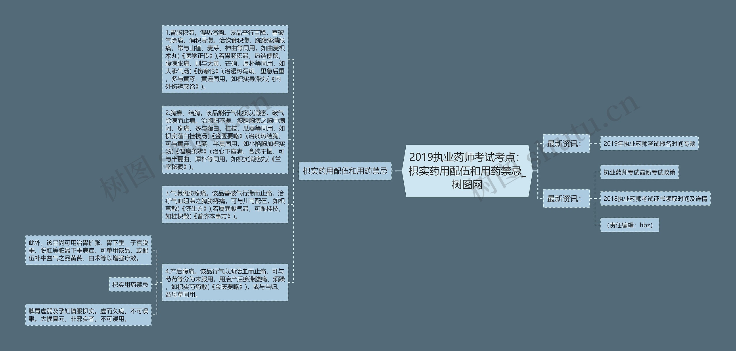 2019执业药师考试考点：枳实药用配伍和用药禁忌思维导图