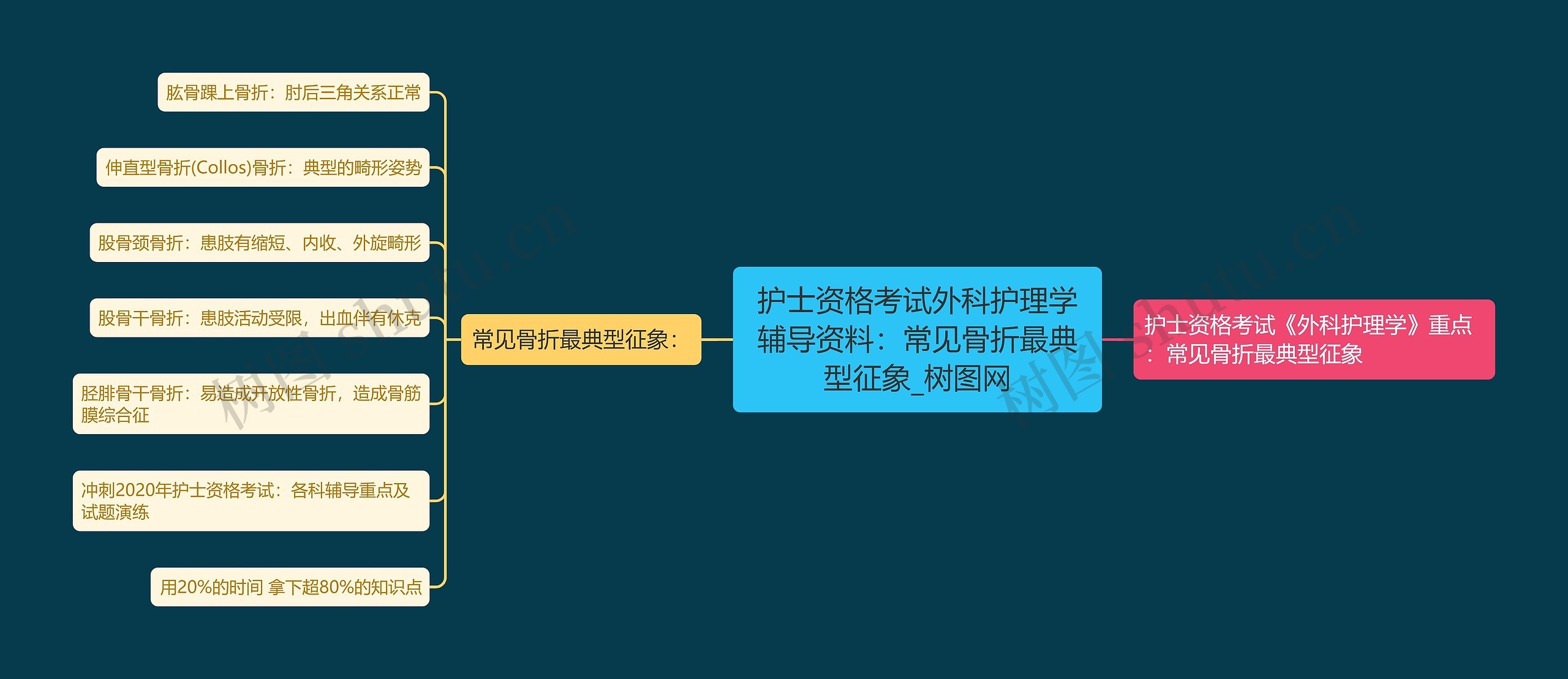 护士资格考试外科护理学辅导资料：常见骨折最典型征象思维导图