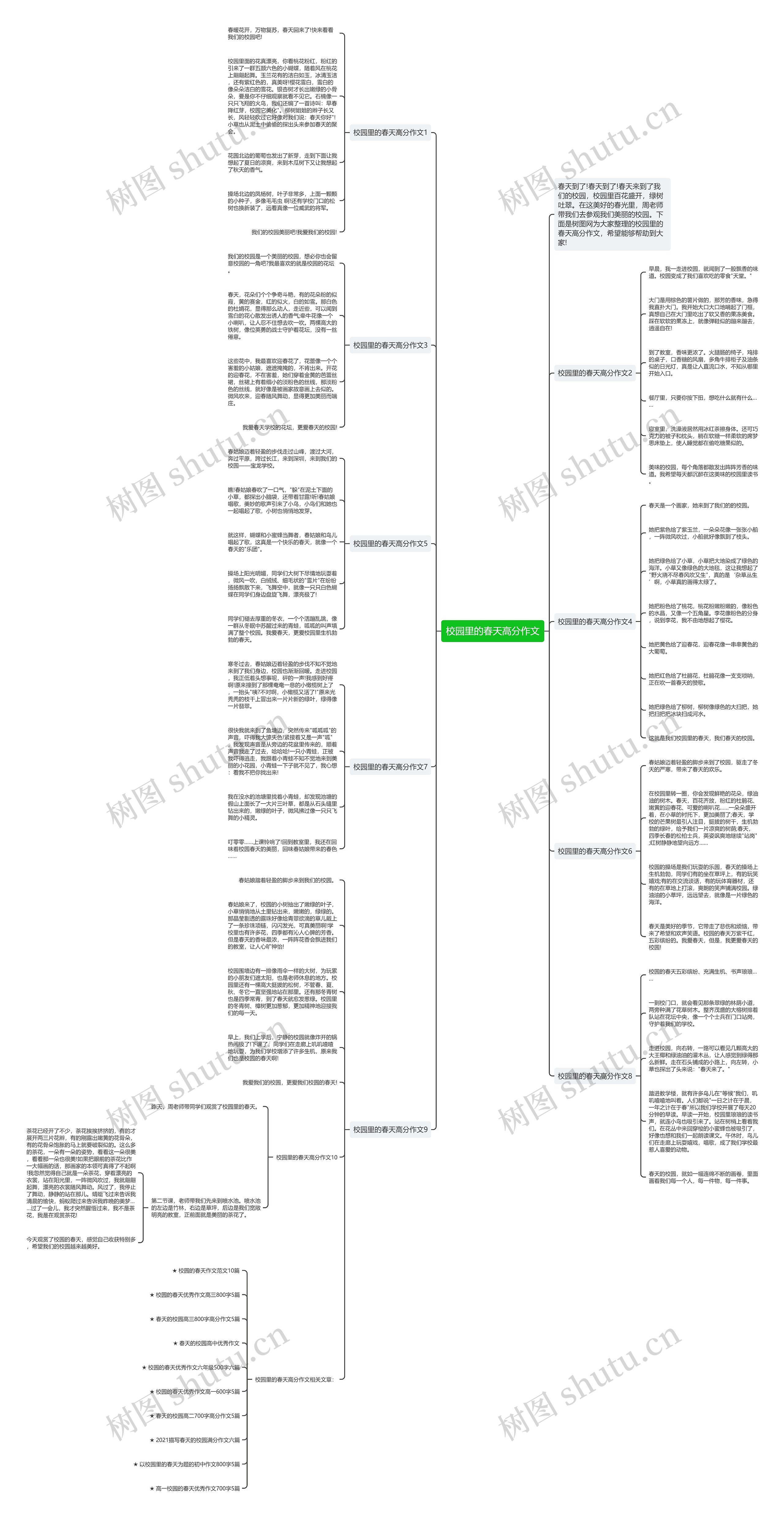 校园里的春天高分作文思维导图