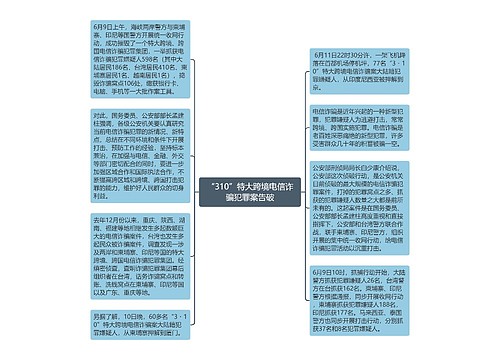 “310”特大跨境电信诈骗犯罪案告破