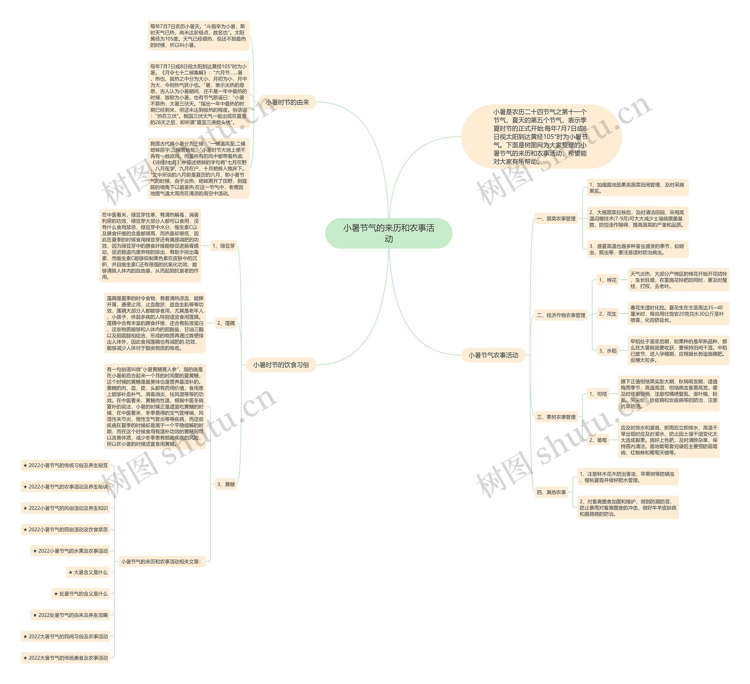 小暑节气的来历和农事活动思维导图