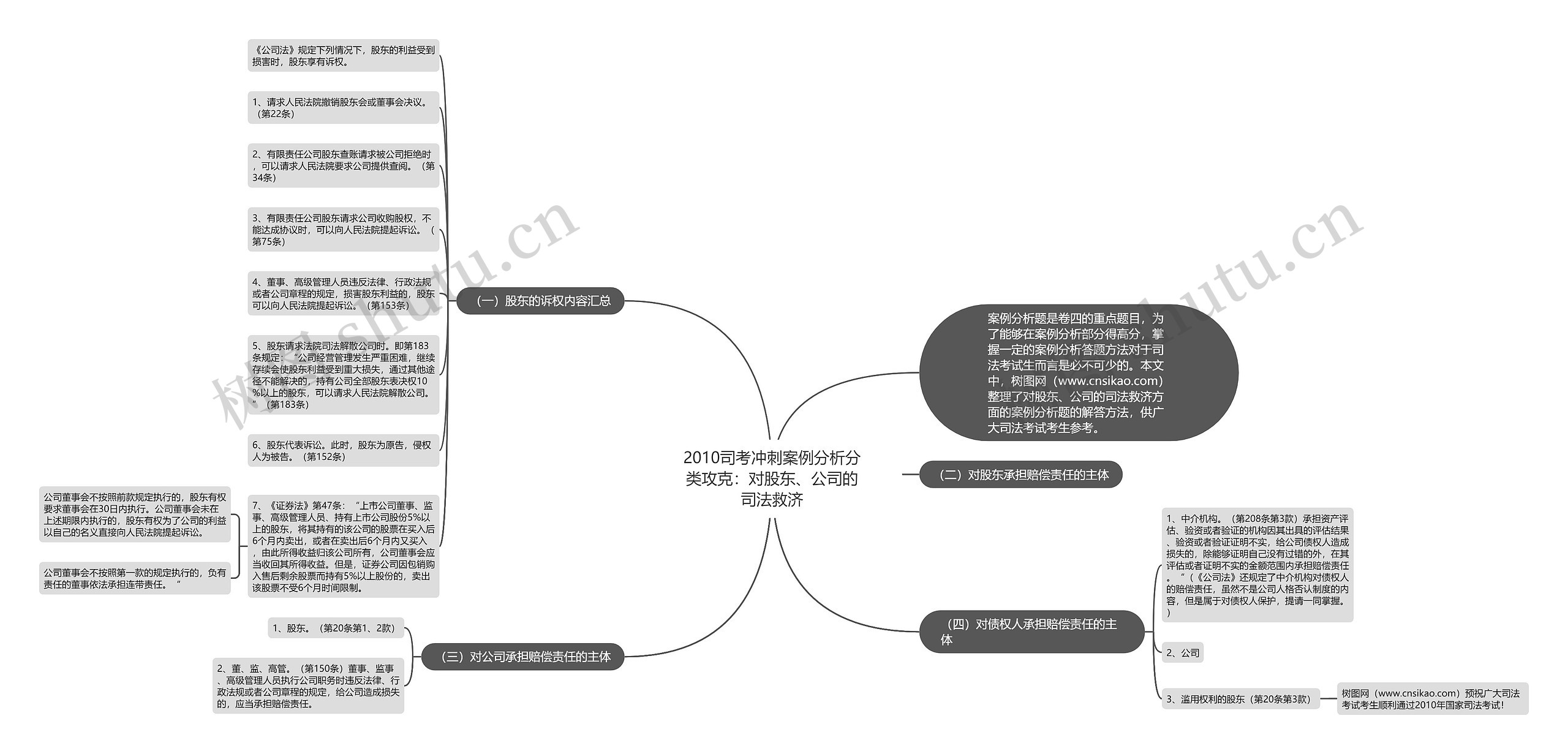 2010司考冲刺案例分析分类攻克：对股东、公司的司法救济思维导图