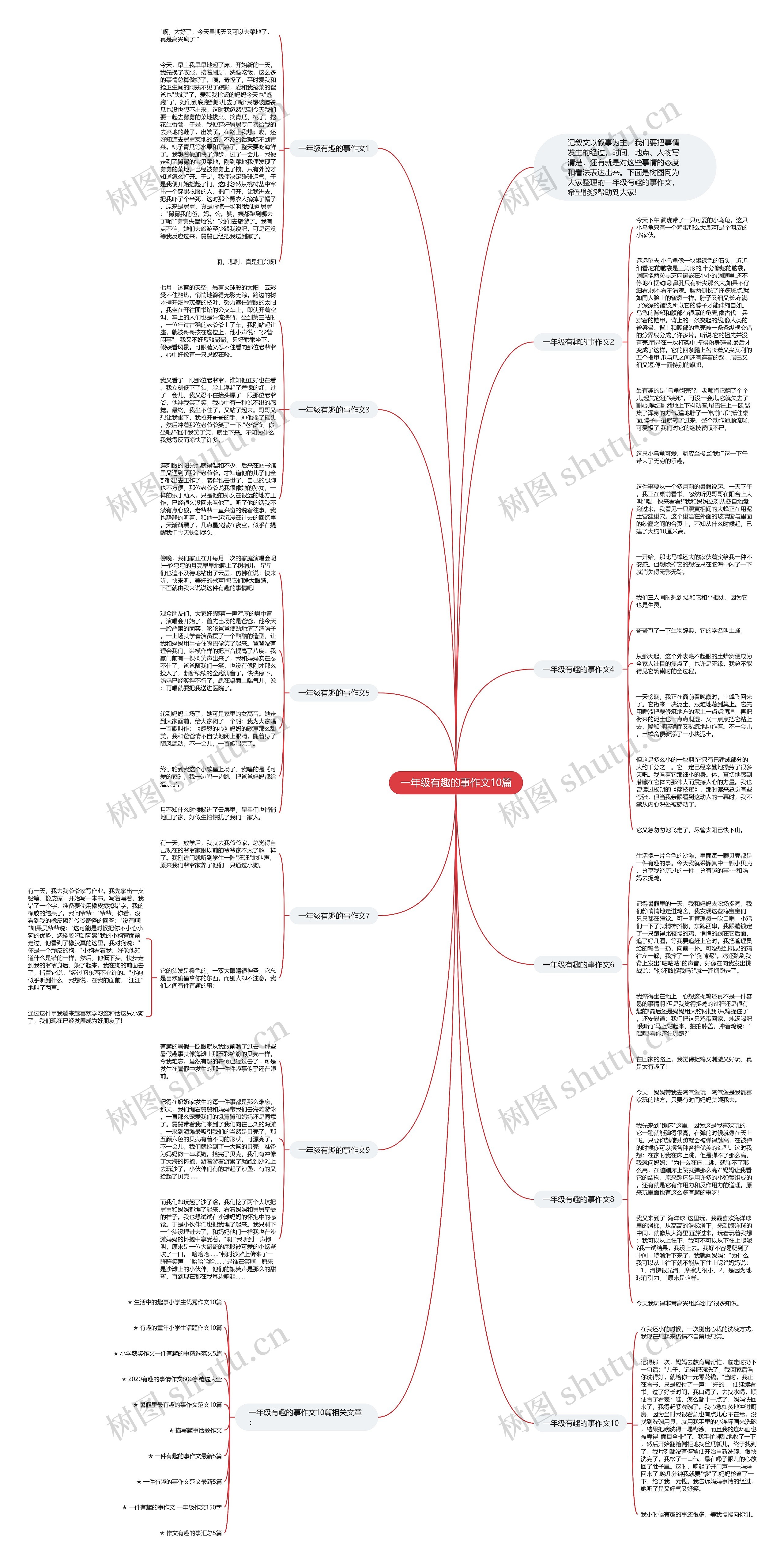 一年级有趣的事作文10篇思维导图