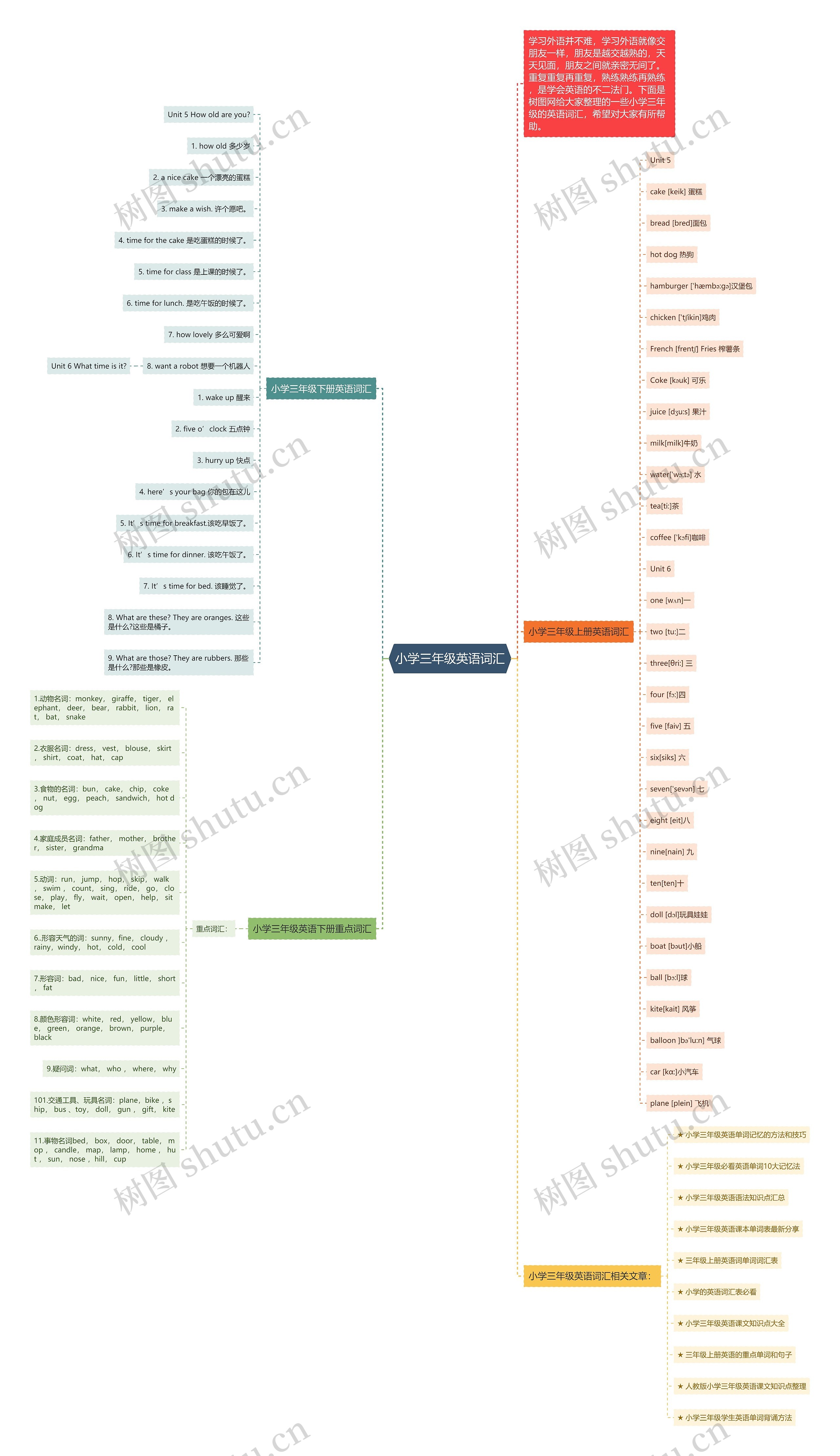 小学三年级英语词汇思维导图