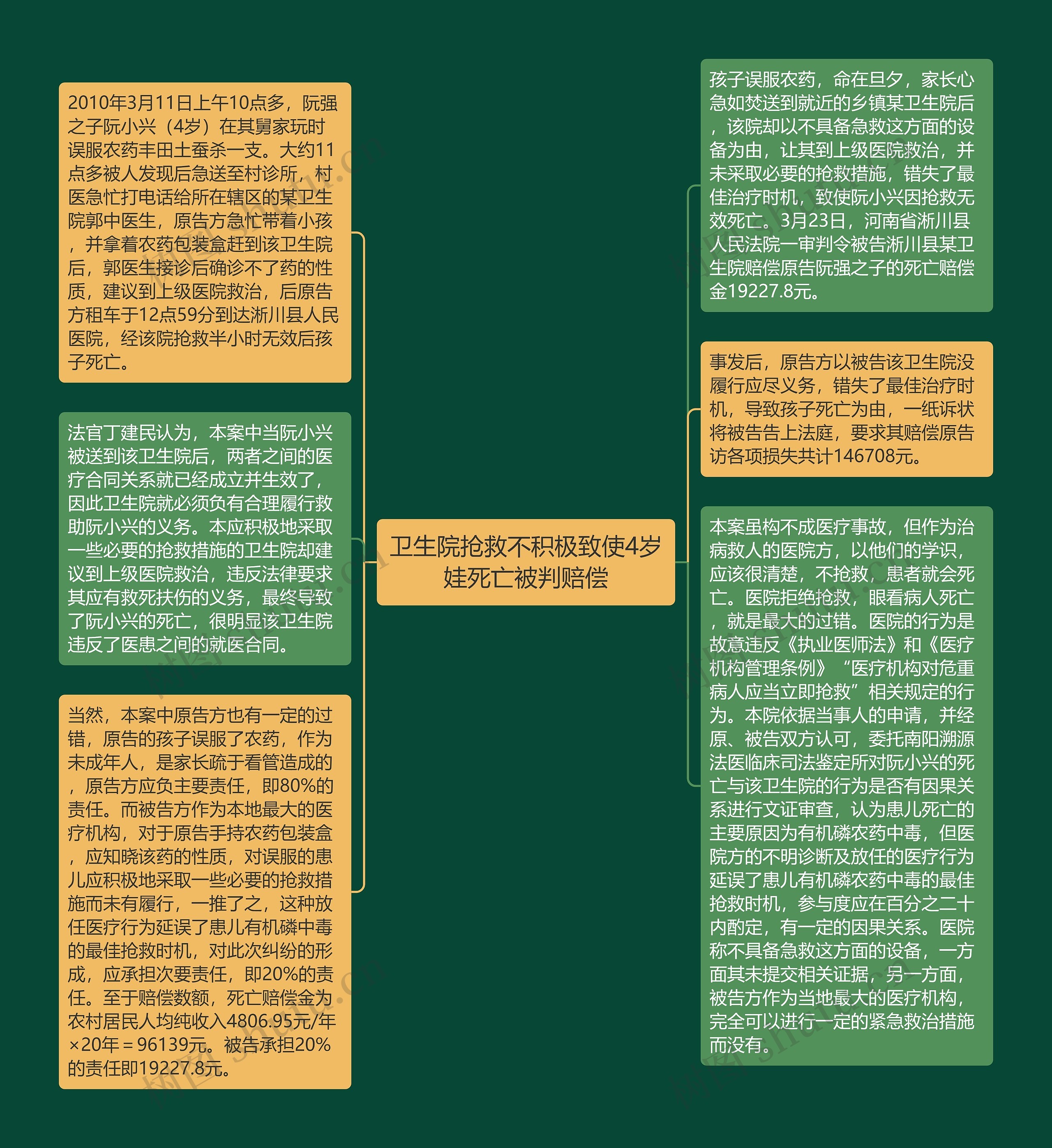 卫生院抢救不积极致使4岁娃死亡被判赔偿思维导图