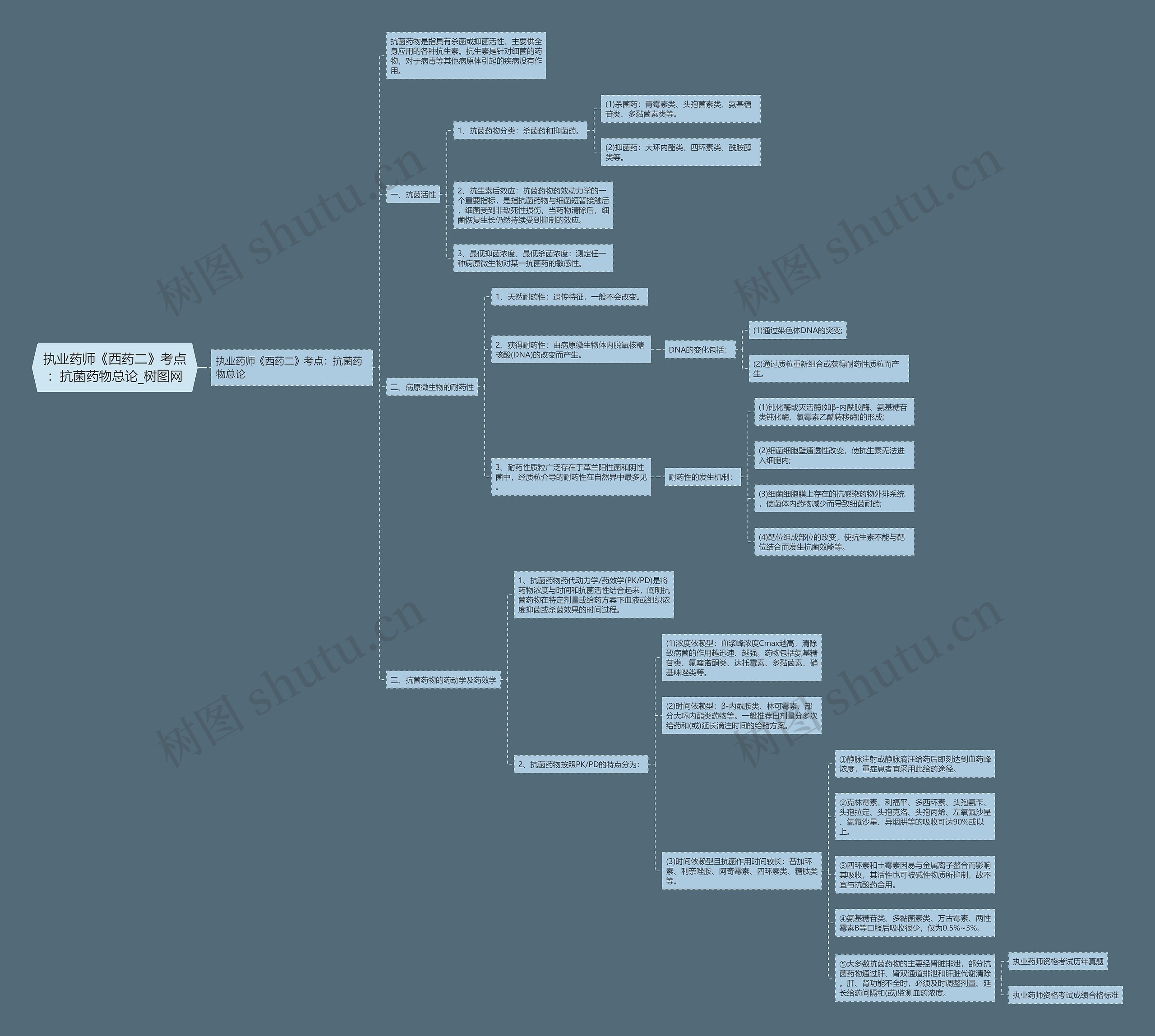 执业药师《西药二》考点：抗菌药物总论思维导图