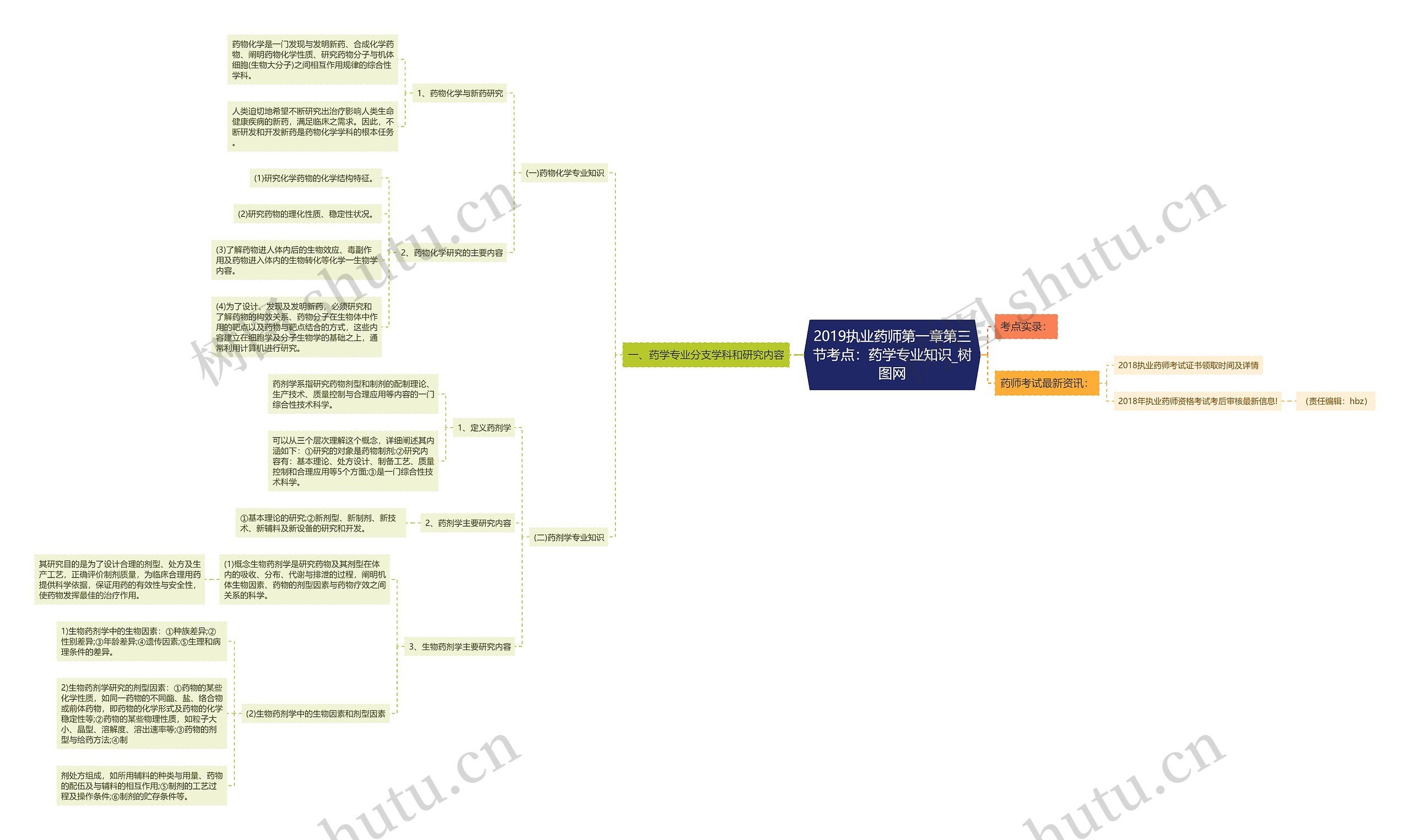 2019执业药师第一章第三节考点：药学专业知识思维导图