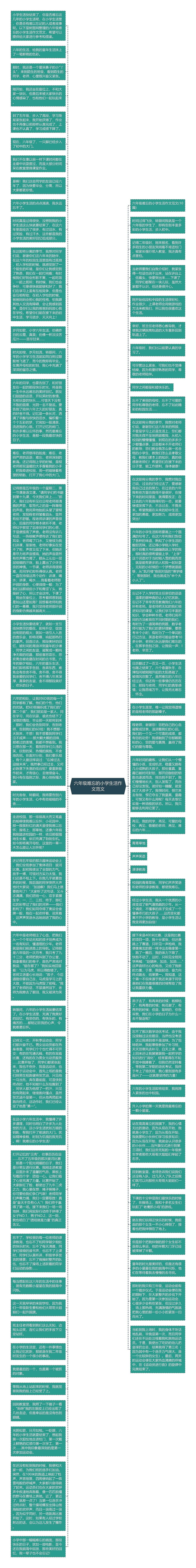 六年级难忘的小学生活作文范文