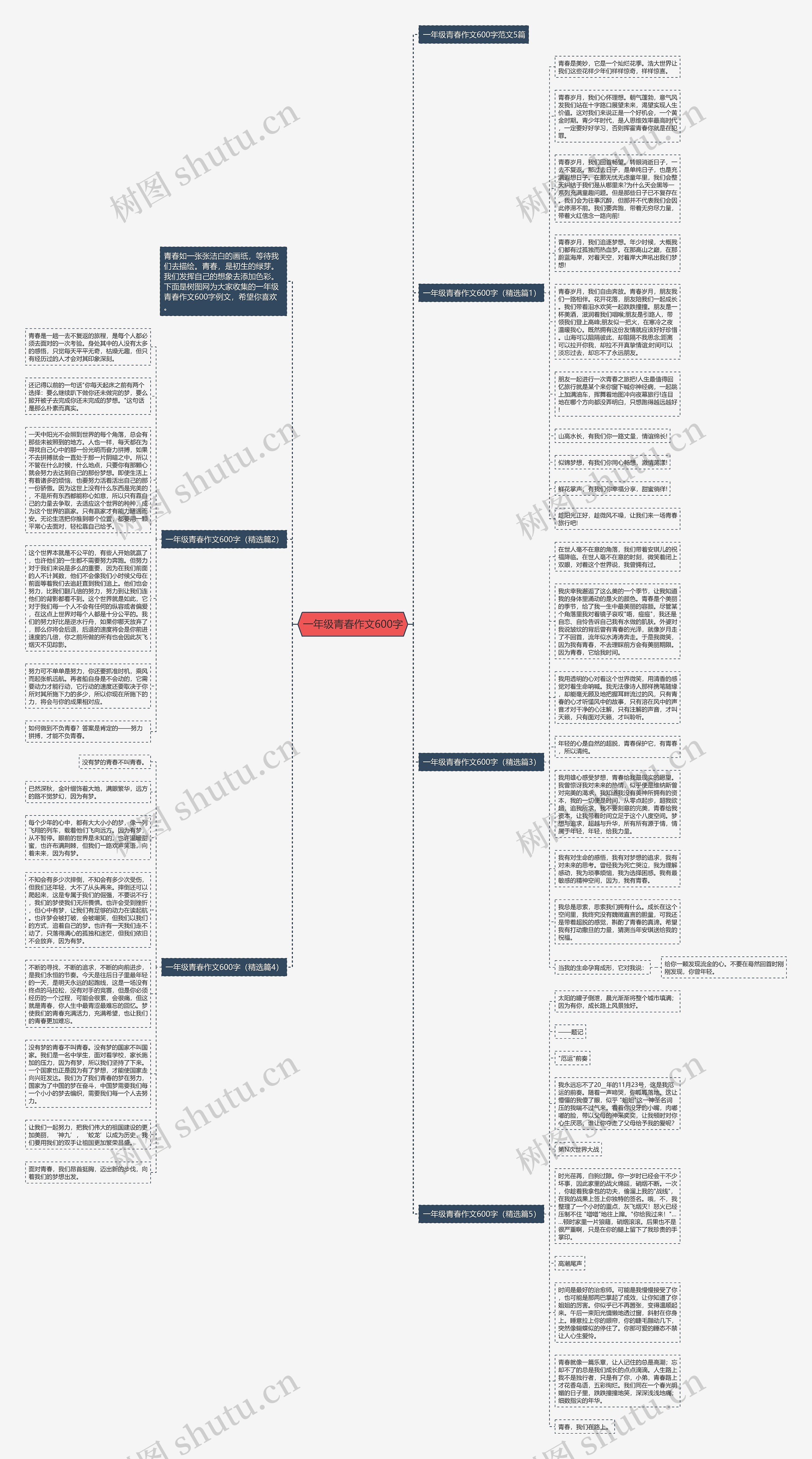 一年级青春作文600字思维导图
