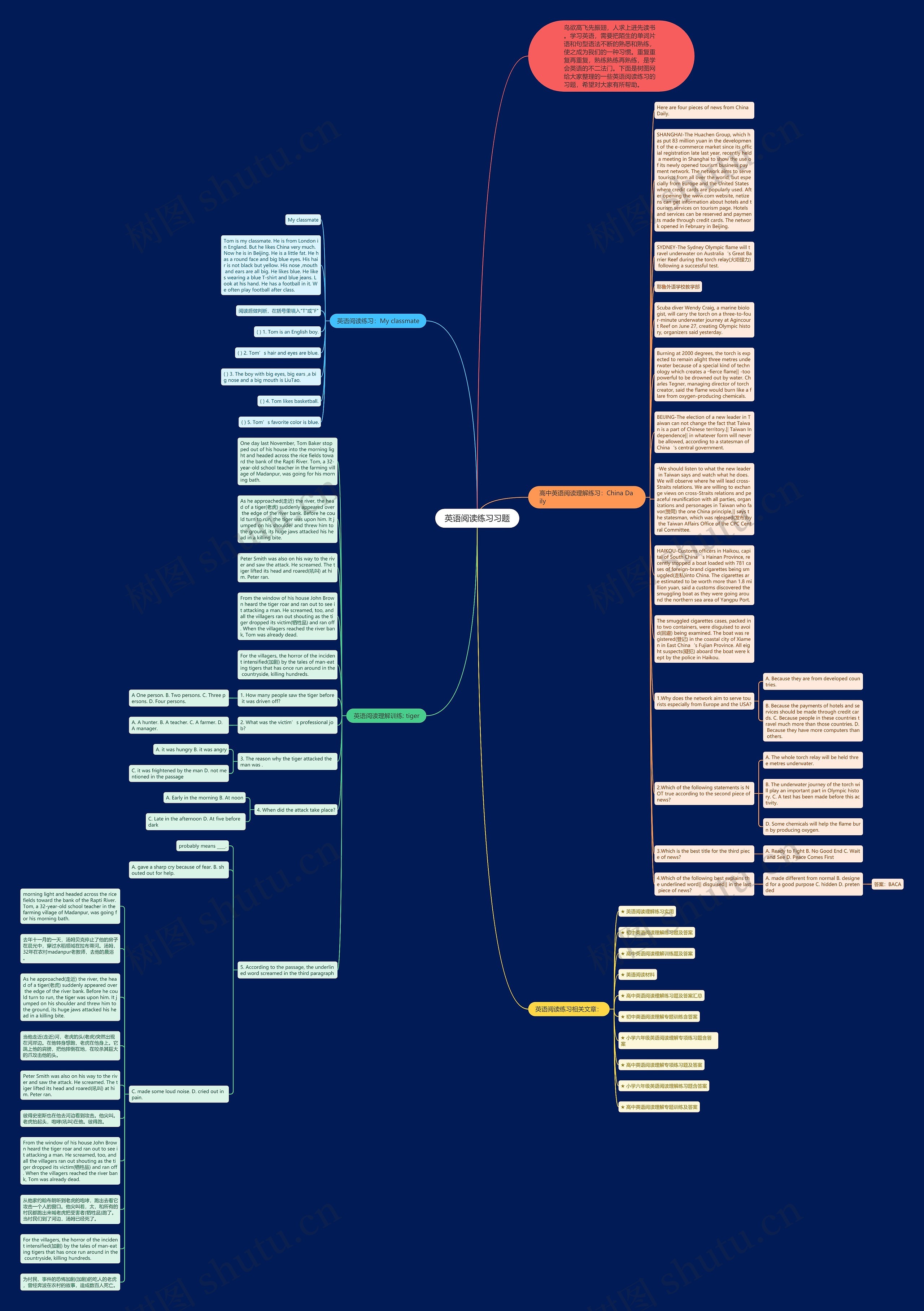 英语阅读练习习题思维导图