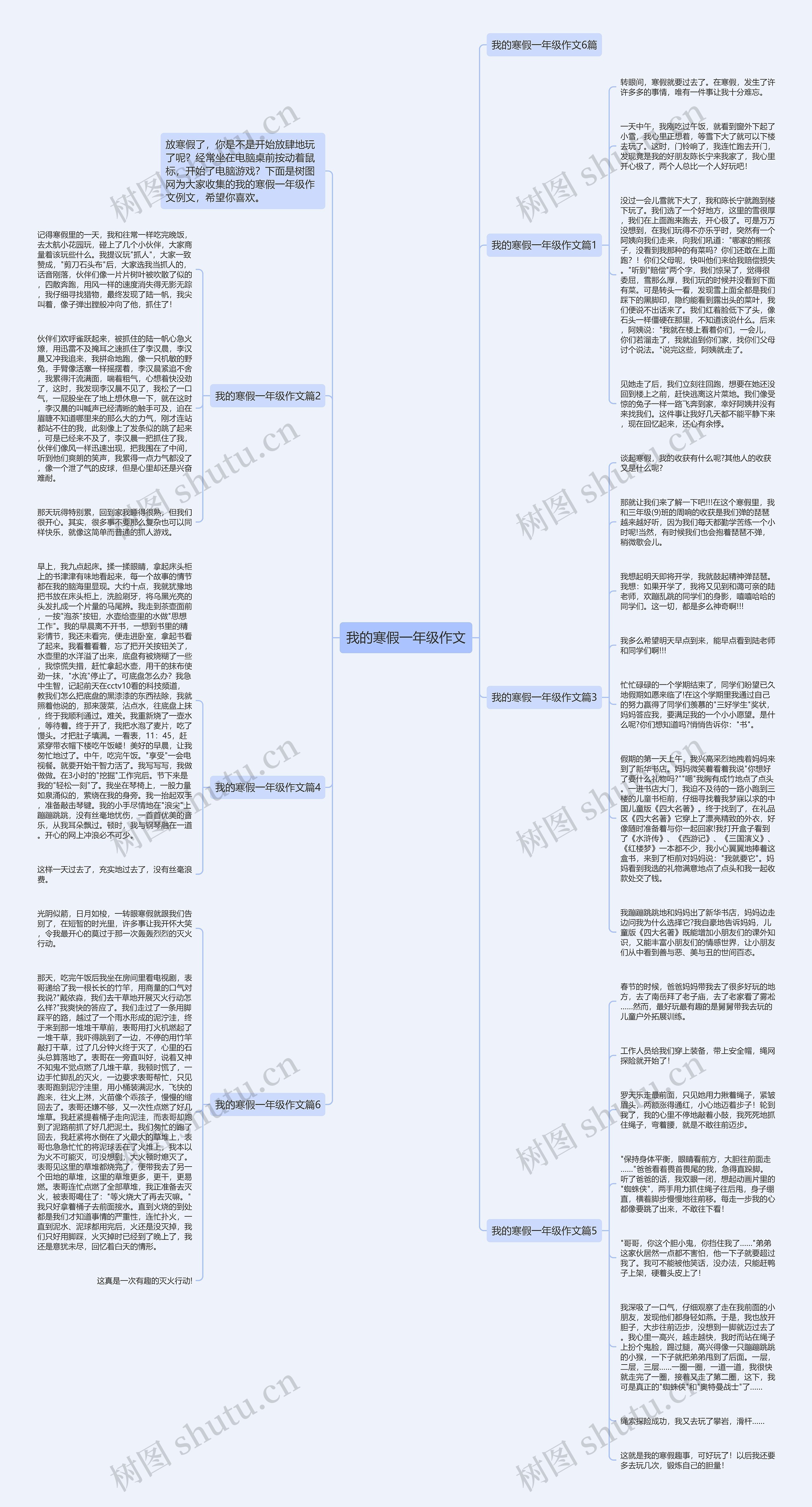 我的寒假一年级作文思维导图