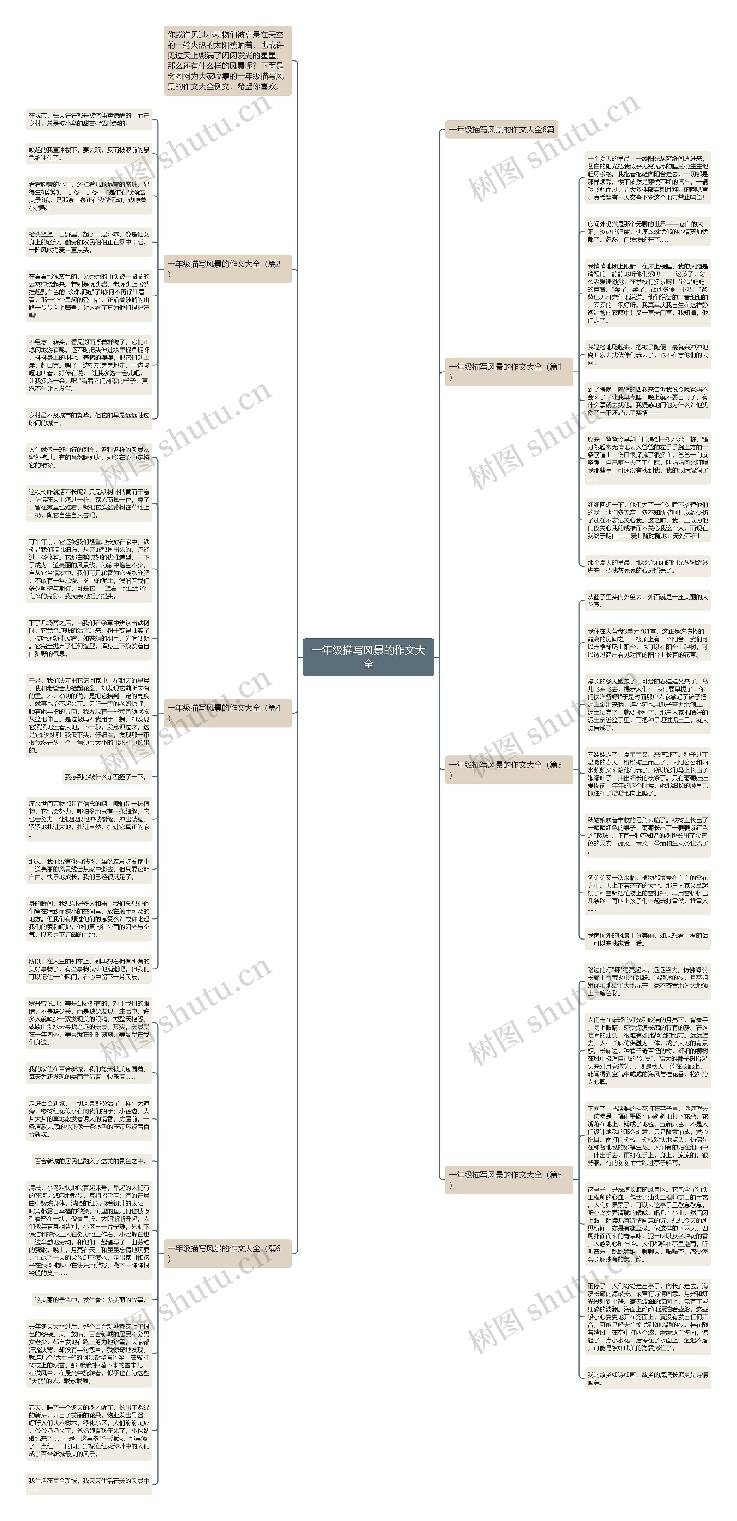 一年级描写风景的作文大全思维导图