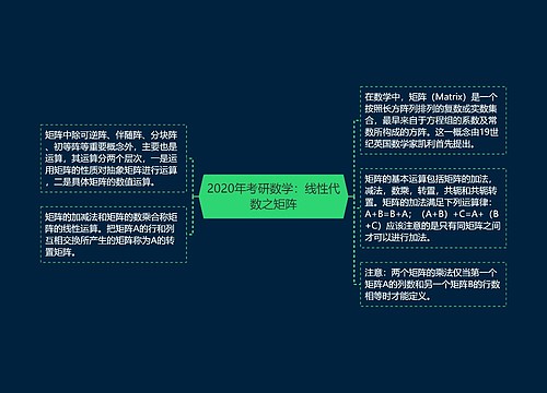 2020年考研数学:线性代数之矩阵 2020年考研数学:线性代数之矩阵