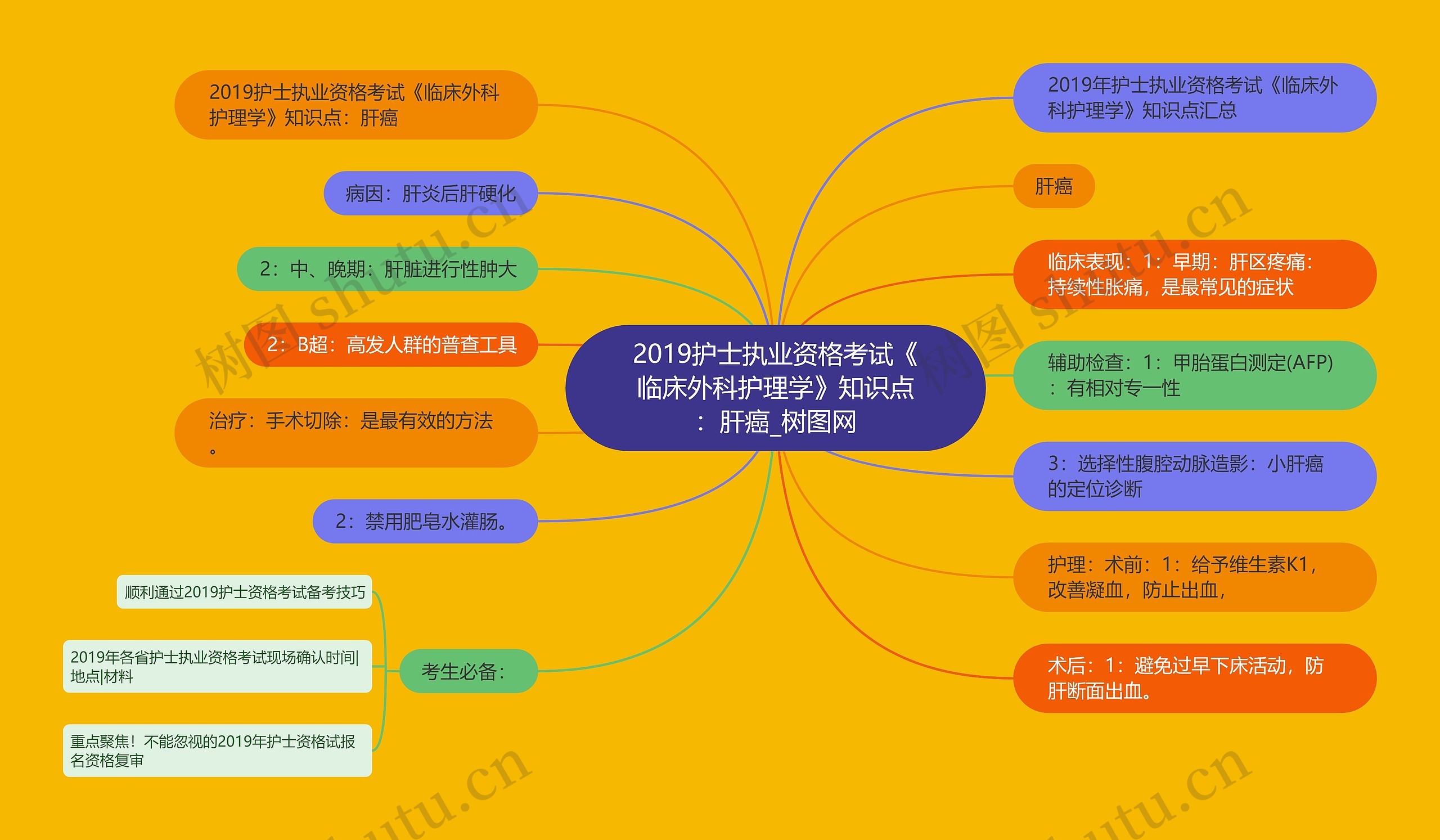 2019护士执业资格考试《临床外科护理学》知识点：肝癌思维导图