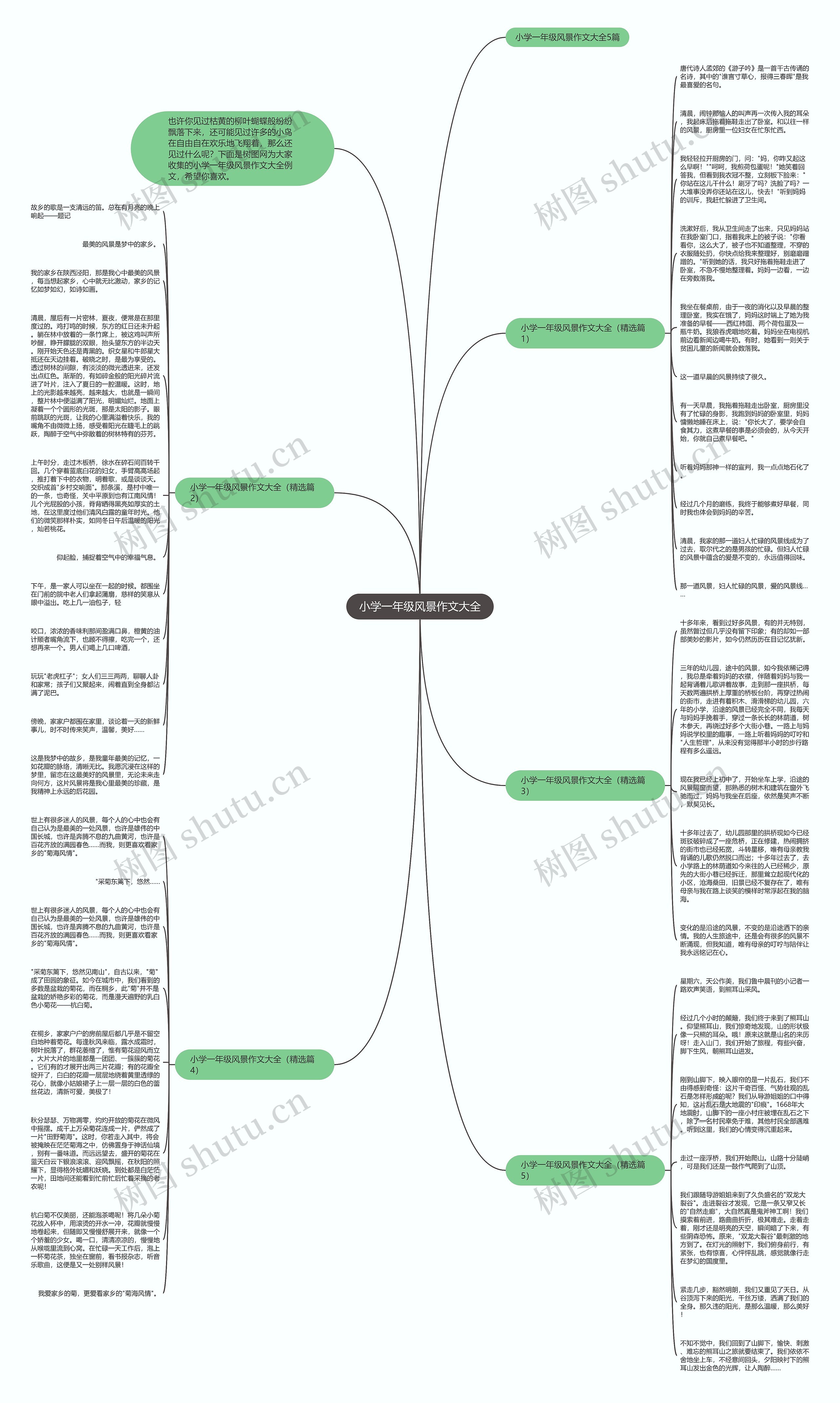 小学一年级风景作文大全思维导图