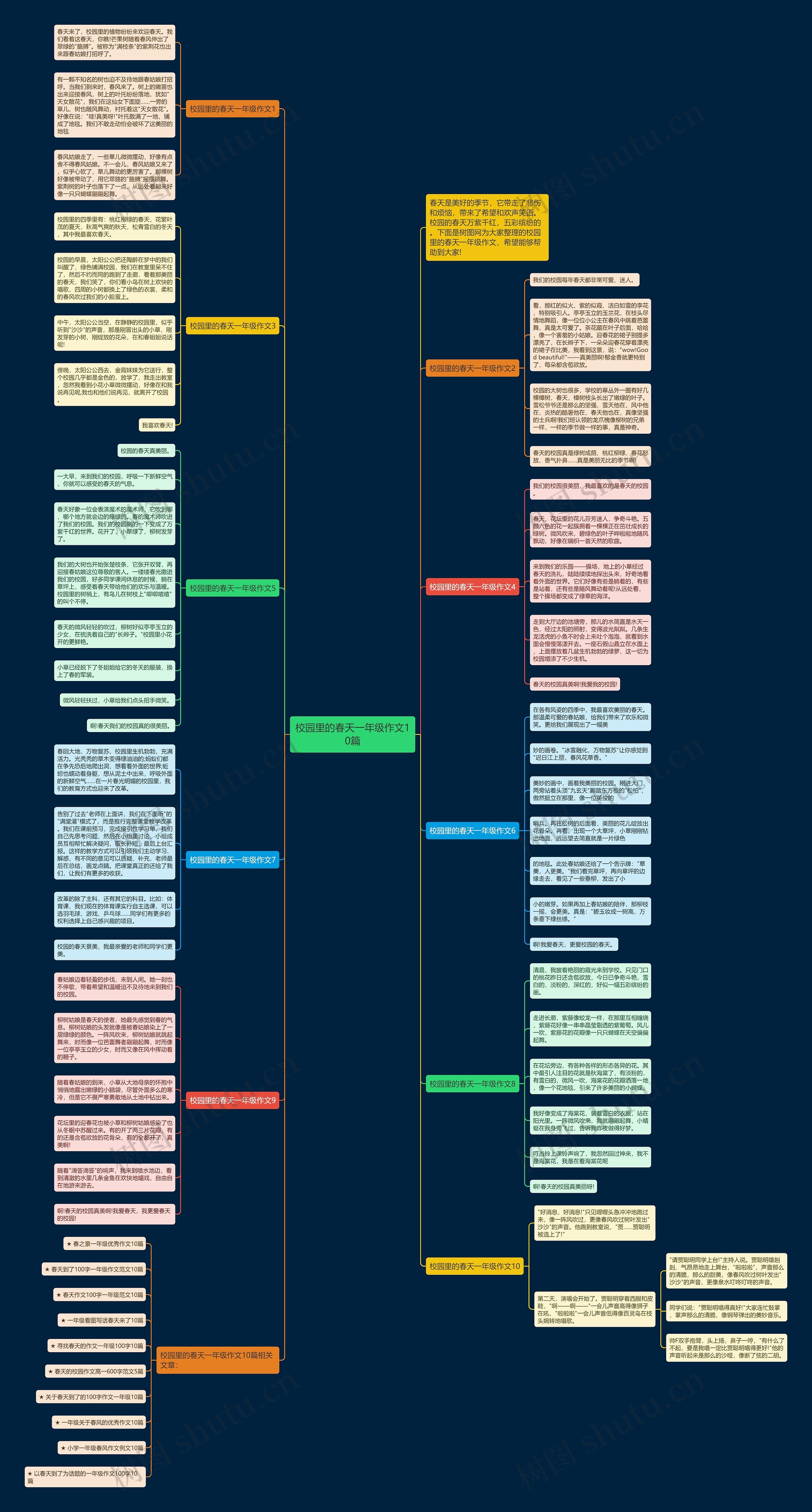 校园里的春天一年级作文10篇思维导图