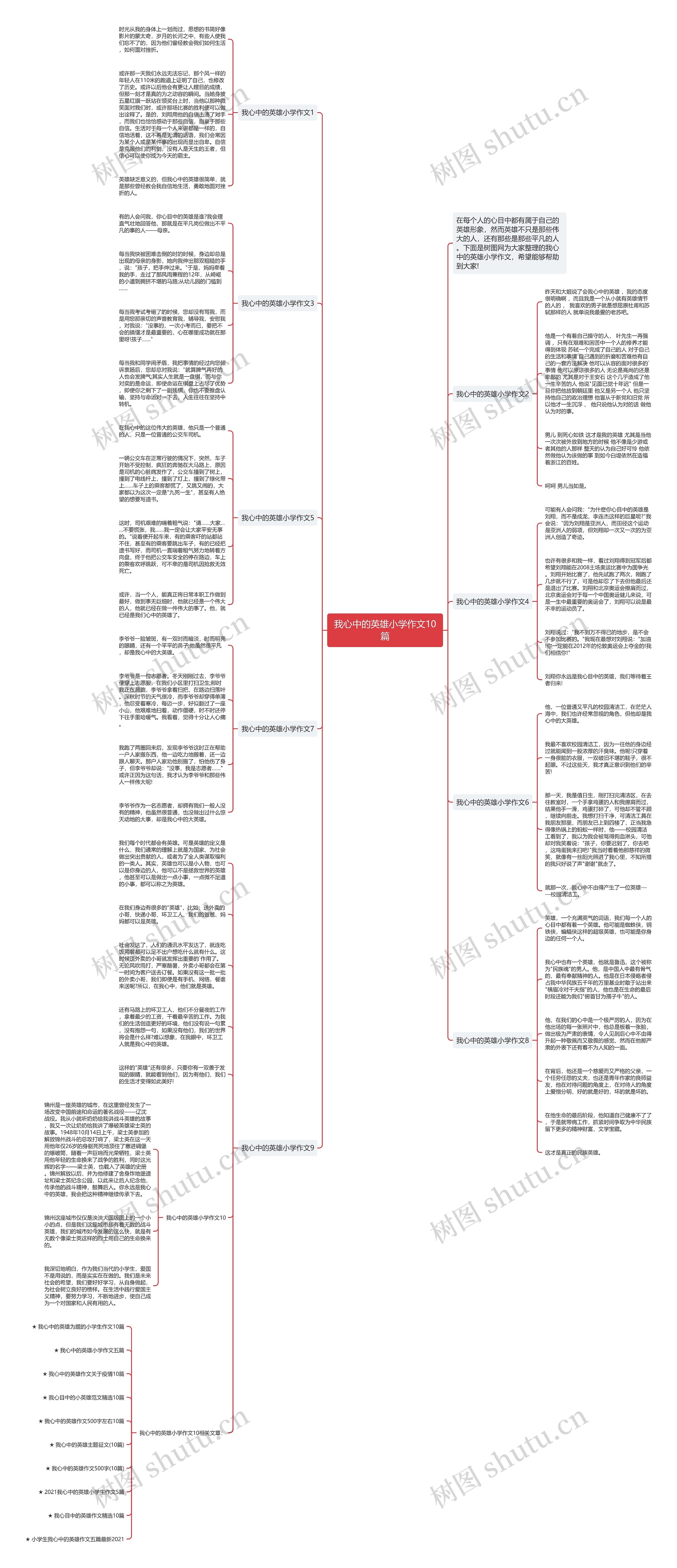 我心中的英雄小学作文10篇思维导图
