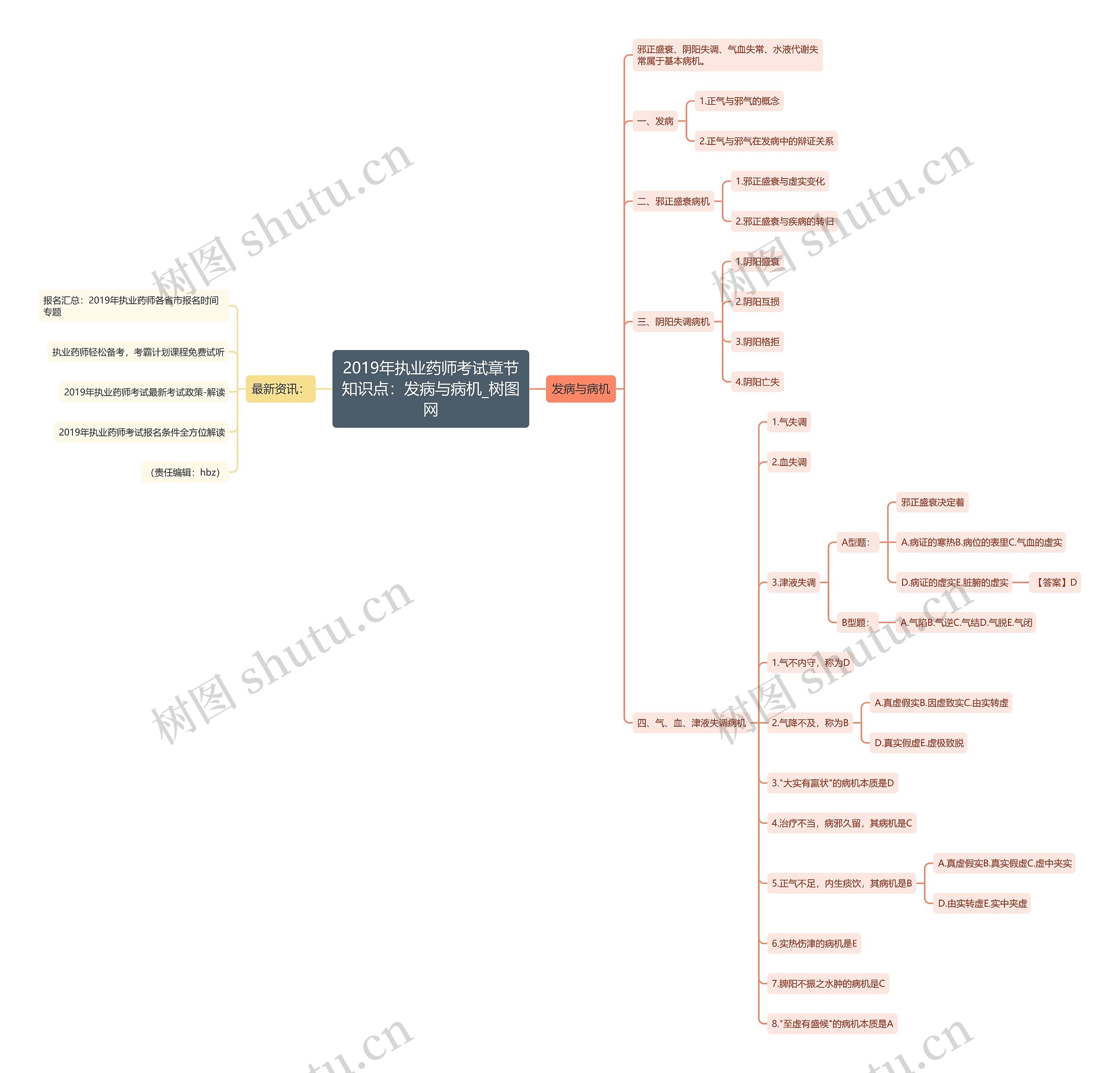 2019年执业药师考试章节知识点：发病与病机思维导图