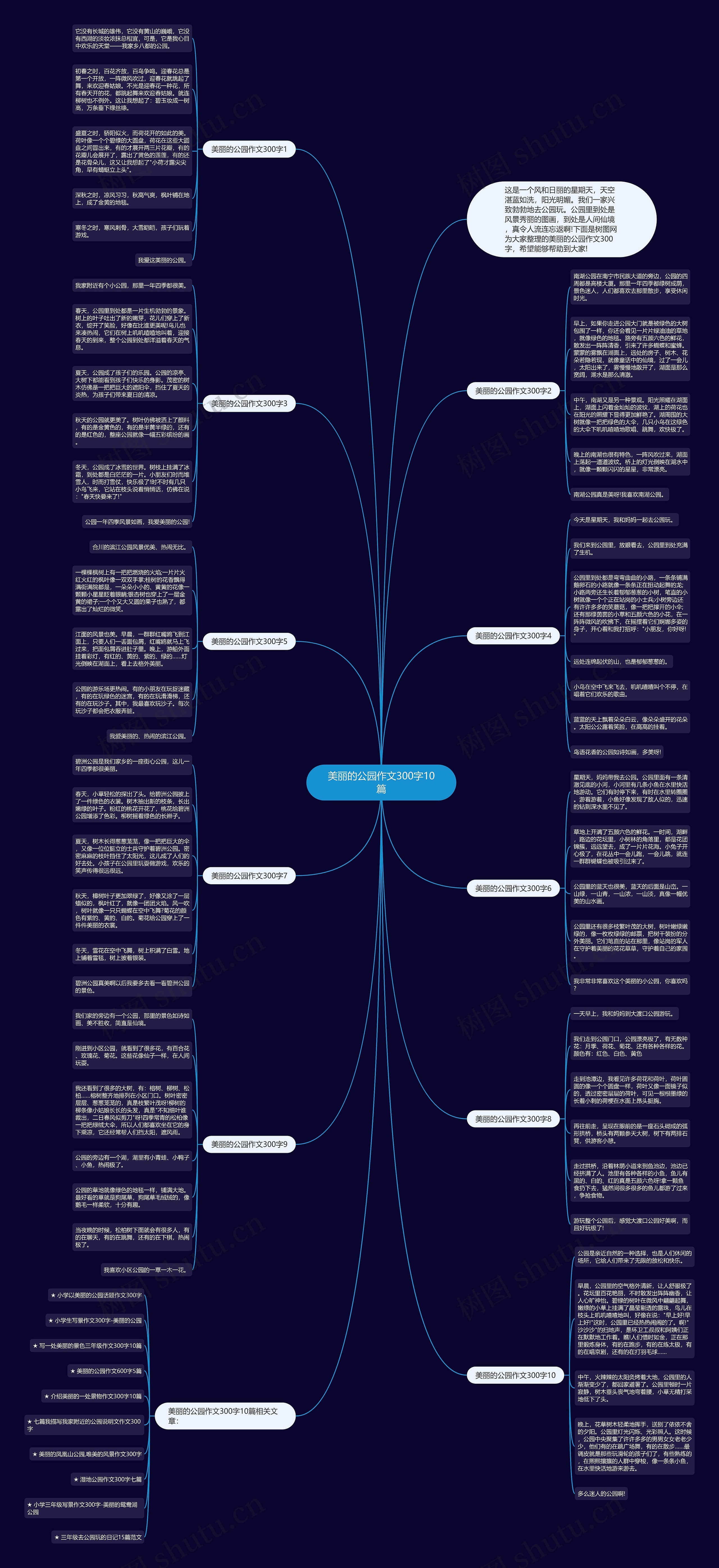 美丽的公园作文300字10篇思维导图