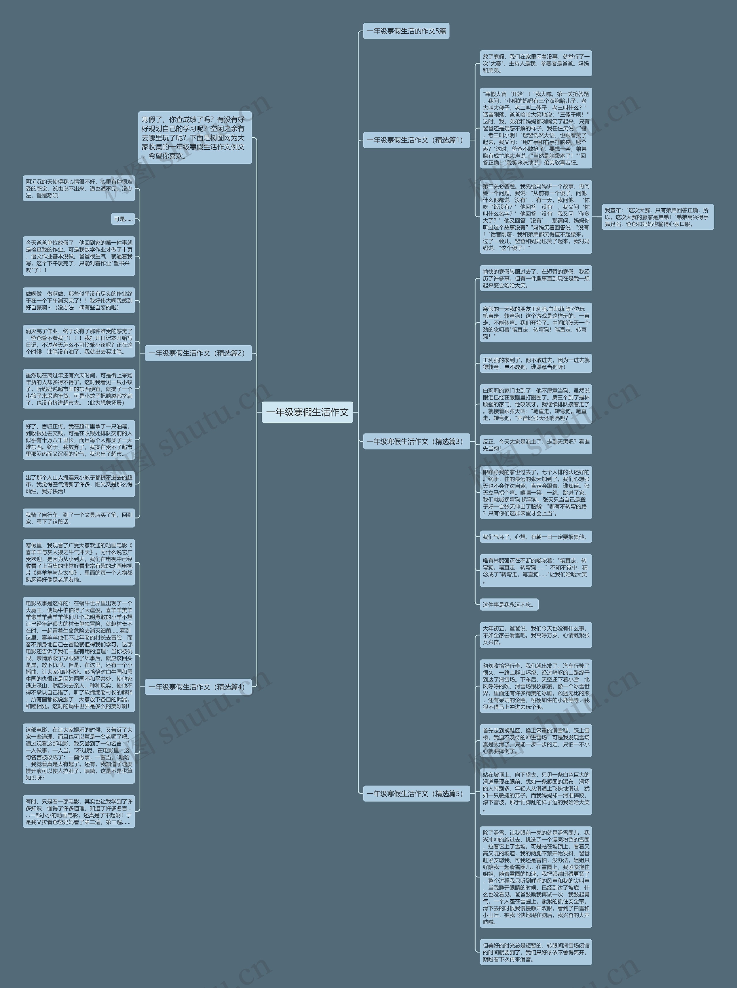 一年级寒假生活作文思维导图