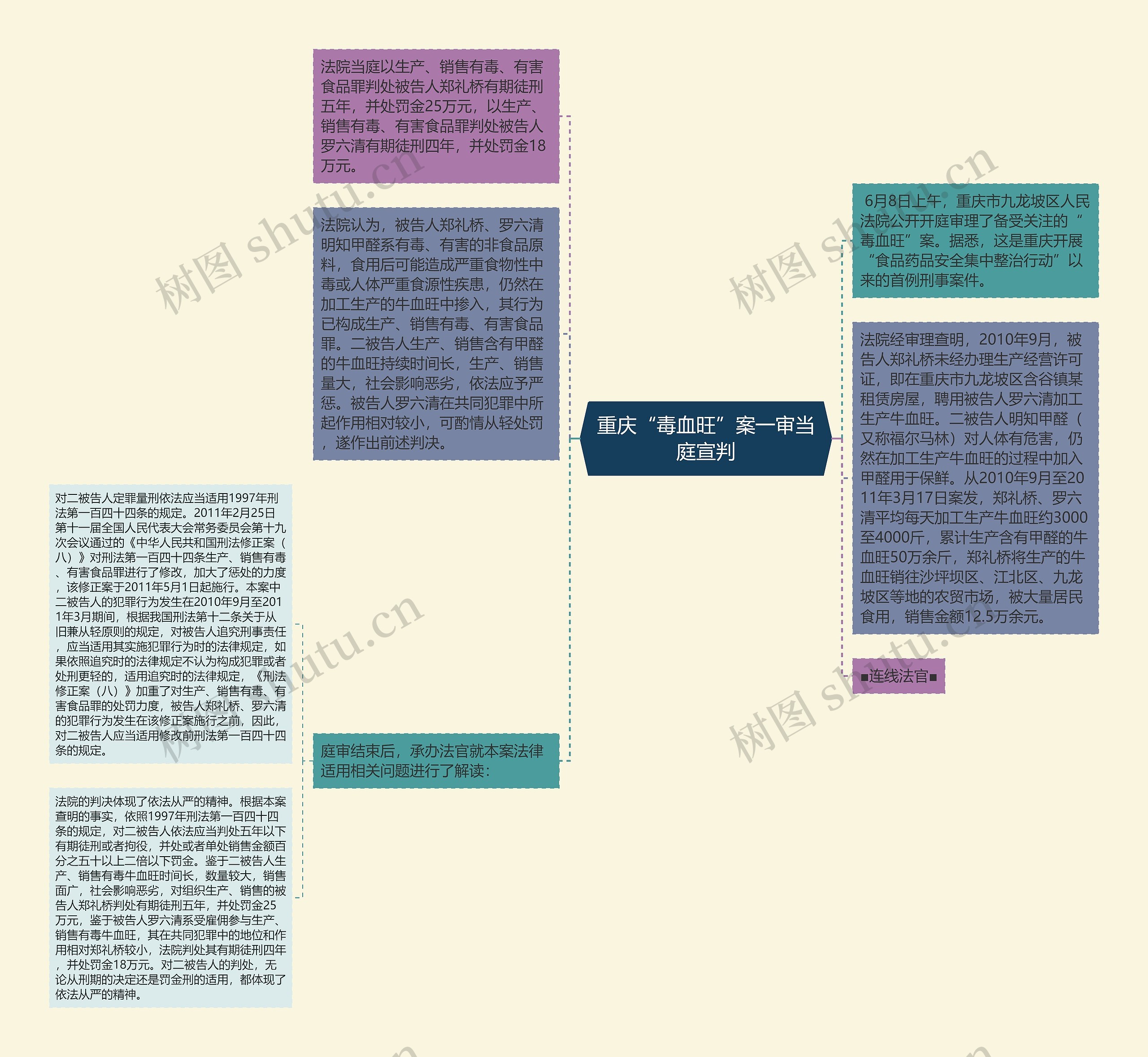 重庆“毒血旺”案一审当庭宣判思维导图