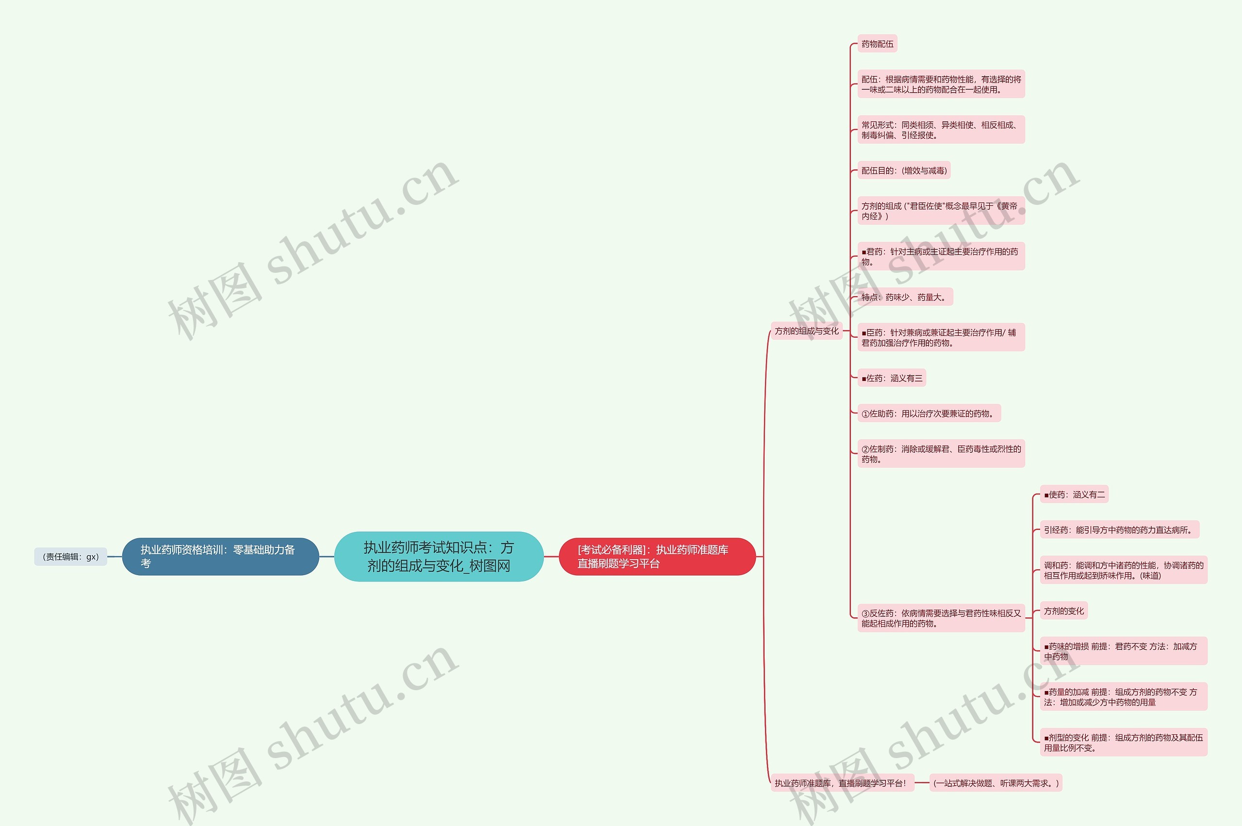 执业药师考试知识点：方剂的组成与变化思维导图