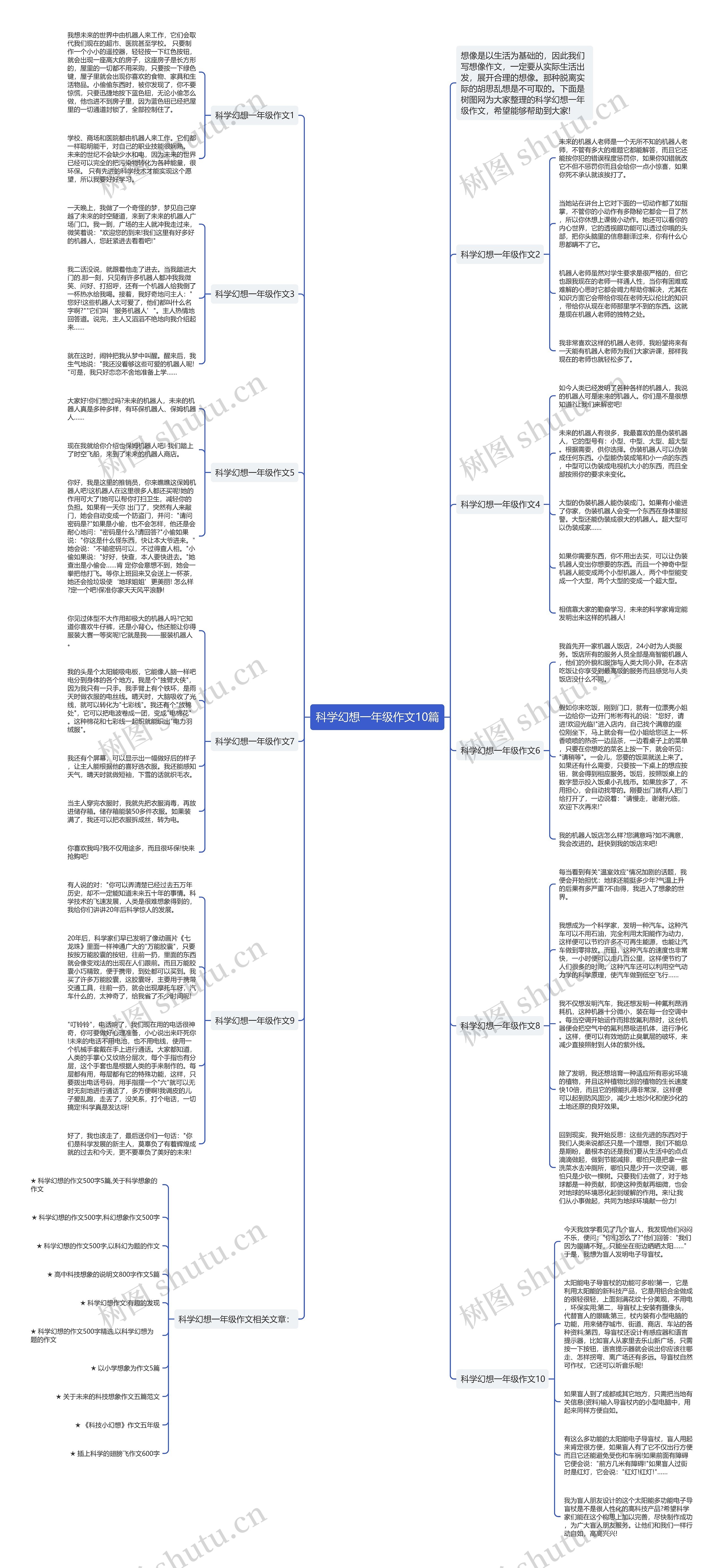 科学幻想一年级作文10篇思维导图