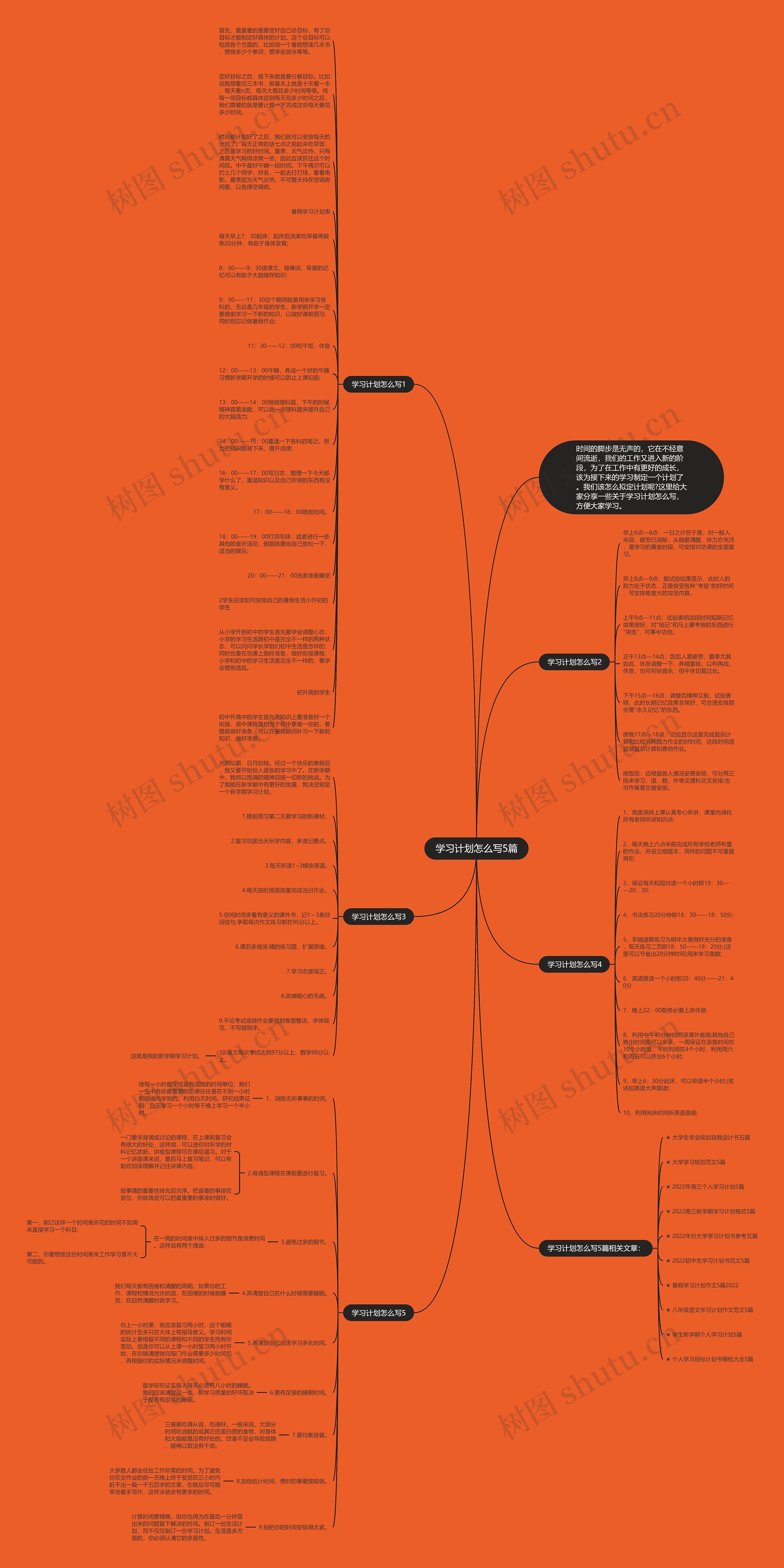 学习计划怎么写5篇思维导图