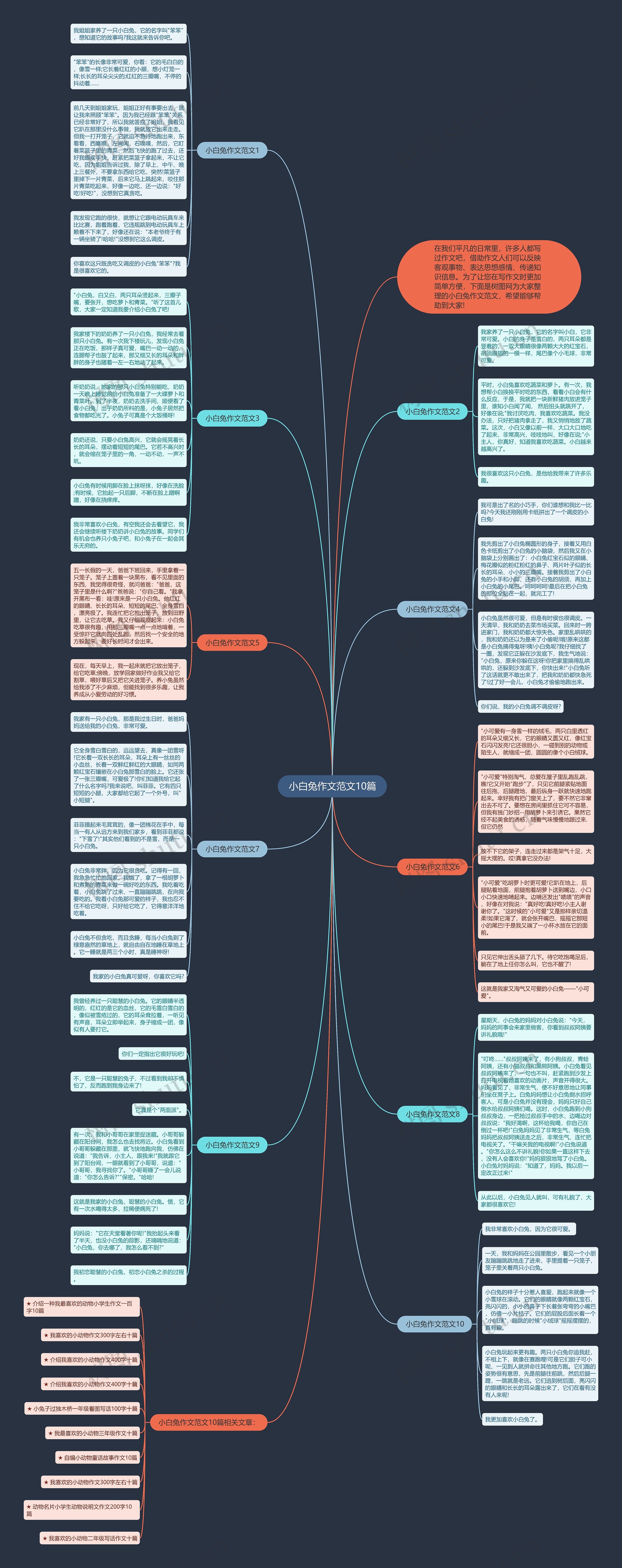 小白兔作文范文10篇思维导图高清图 小白兔作文范文10篇思维导图