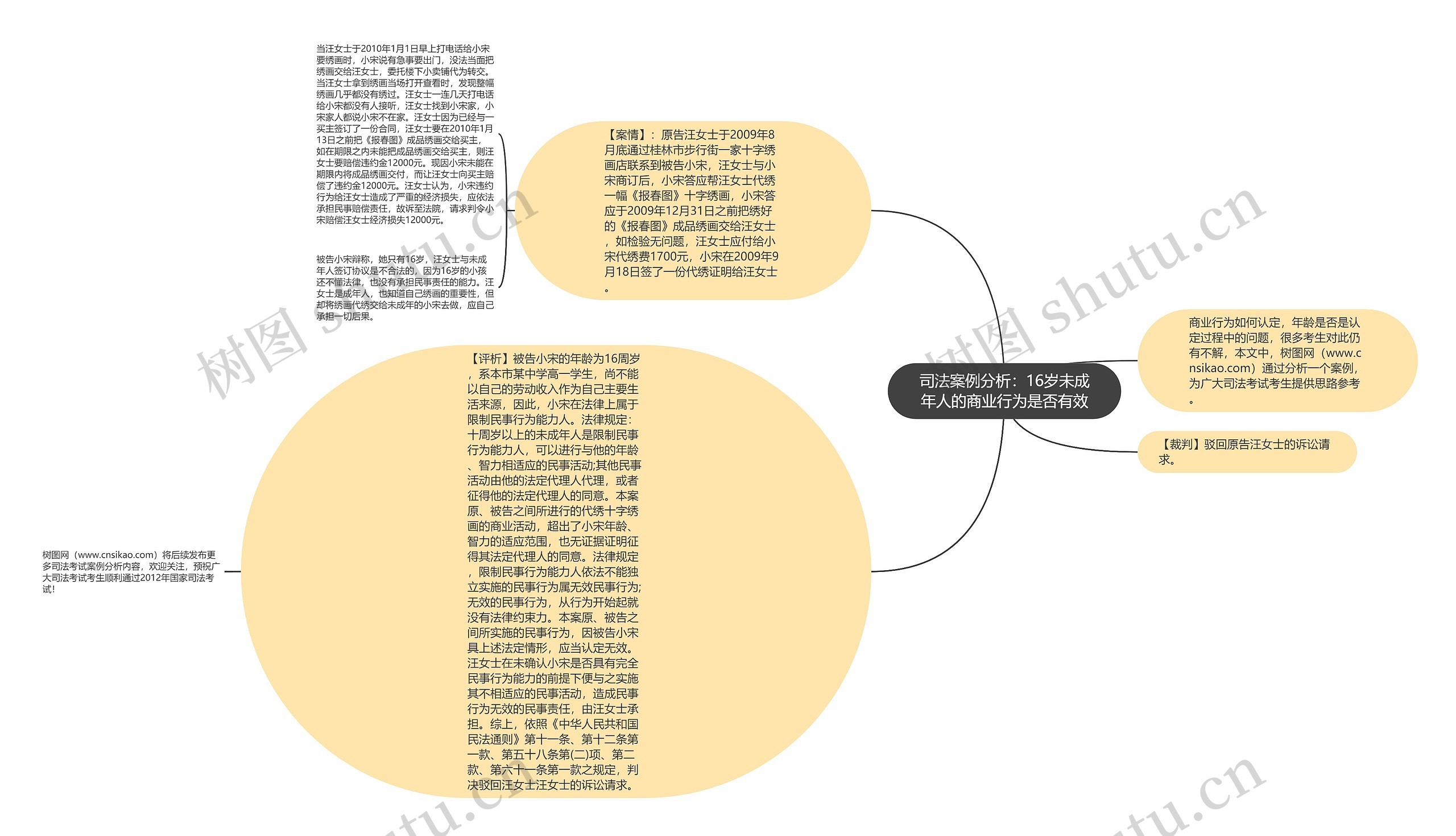 司法案例分析：16岁未成年人的商业行为是否有效思维导图