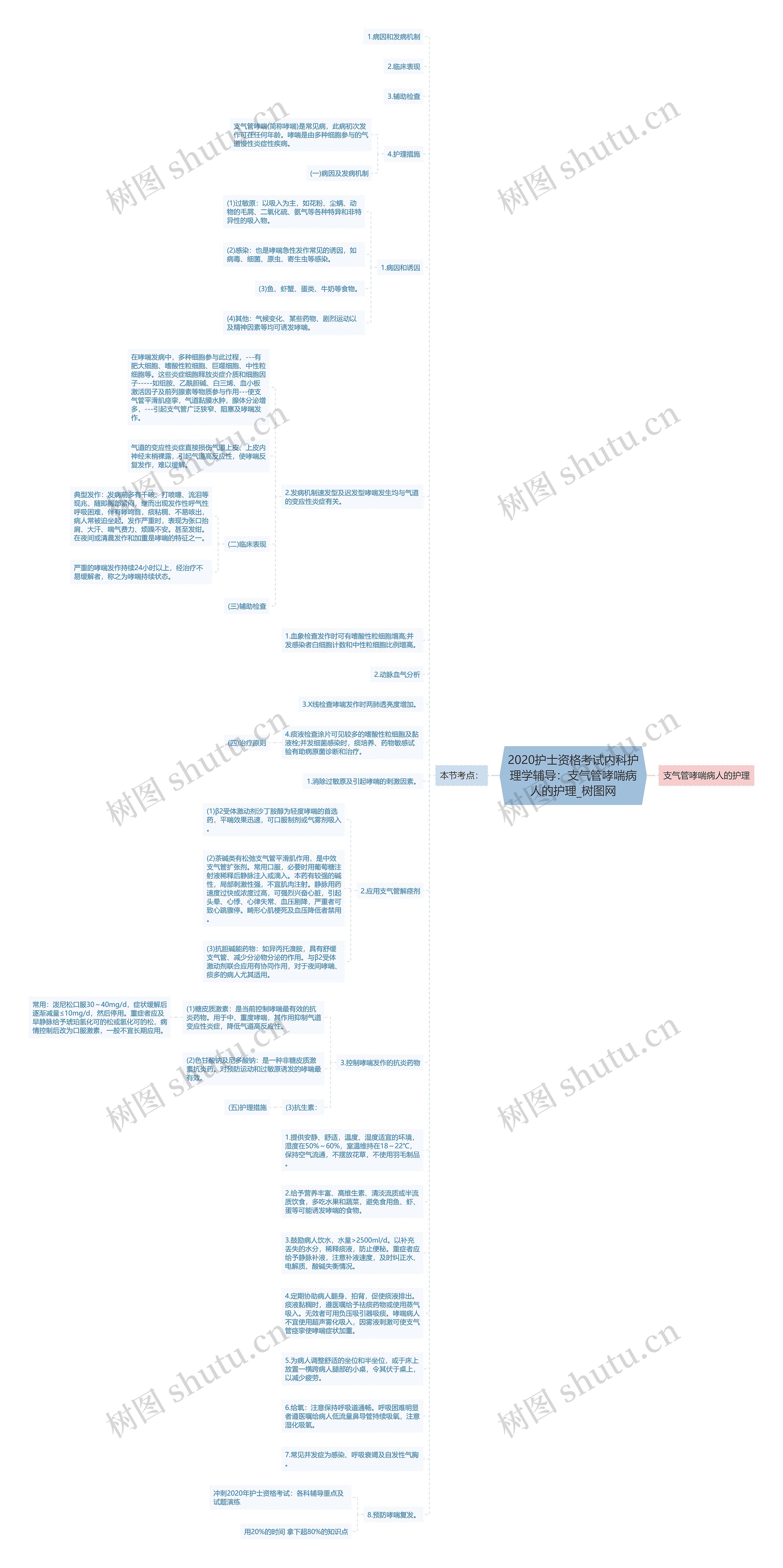 2020护士资格考试内科护理学辅导：支气管哮喘病人的护理思维导图