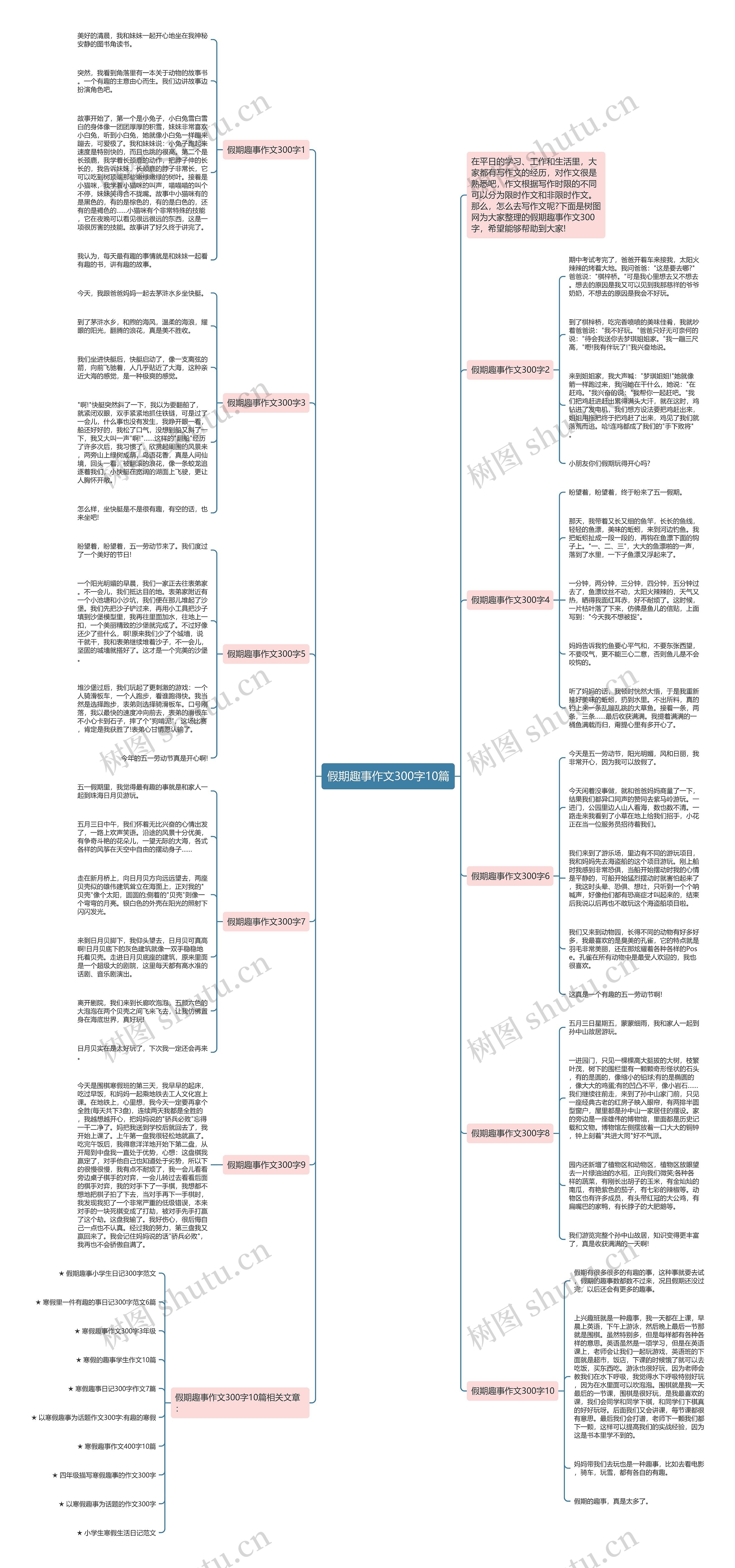 假期趣事作文300字10篇思维导图