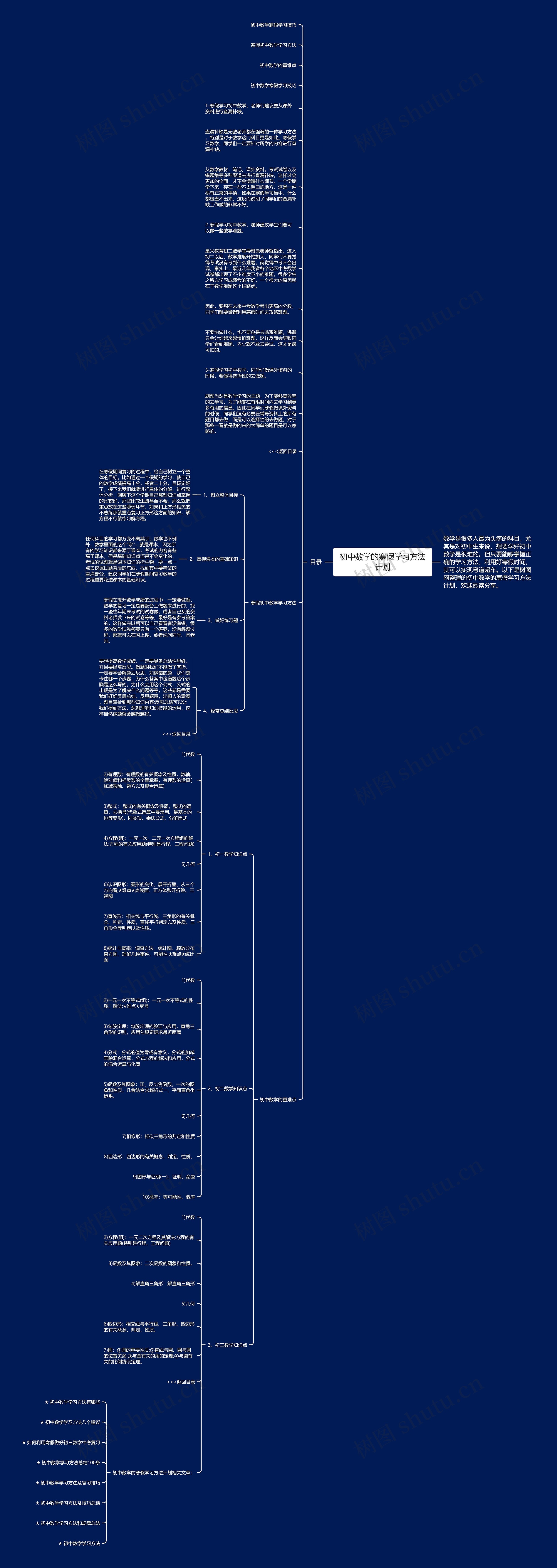 初中数学的寒假学习方法计划