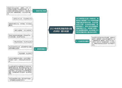 2023考研英语翻译提分重点来啦！建议收藏