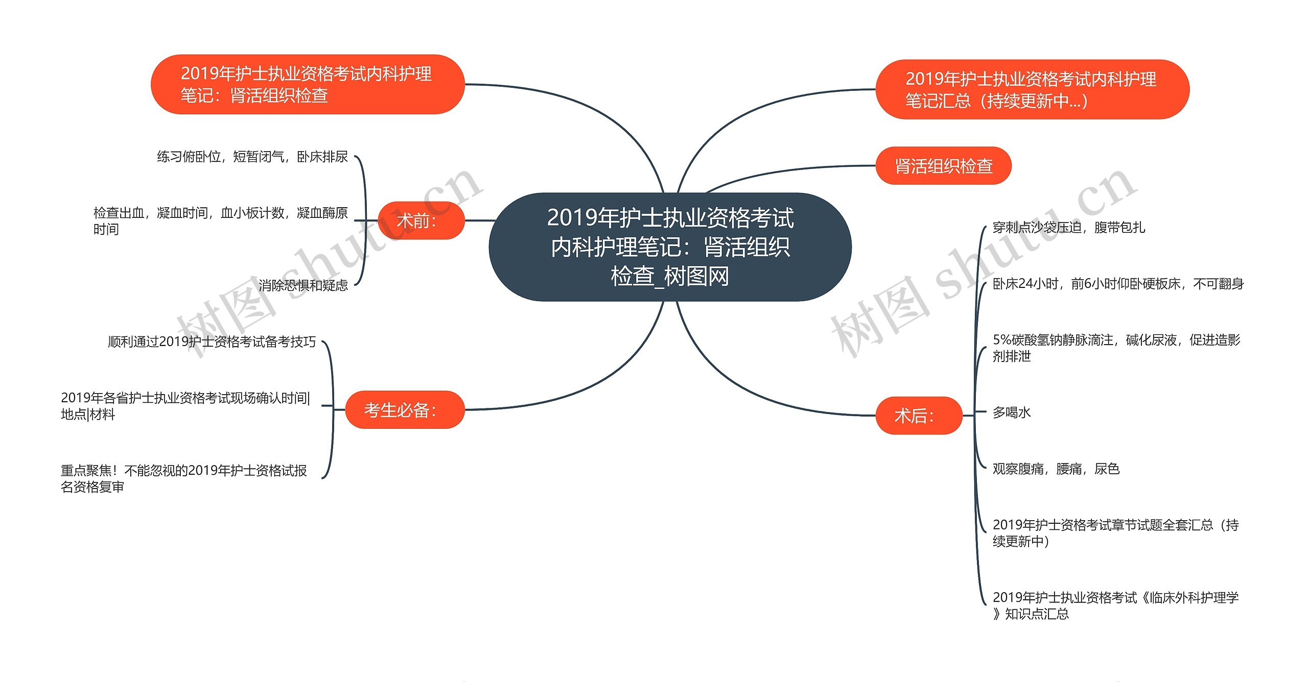 2019年护士执业资格考试内科护理笔记：肾活组织检查思维导图