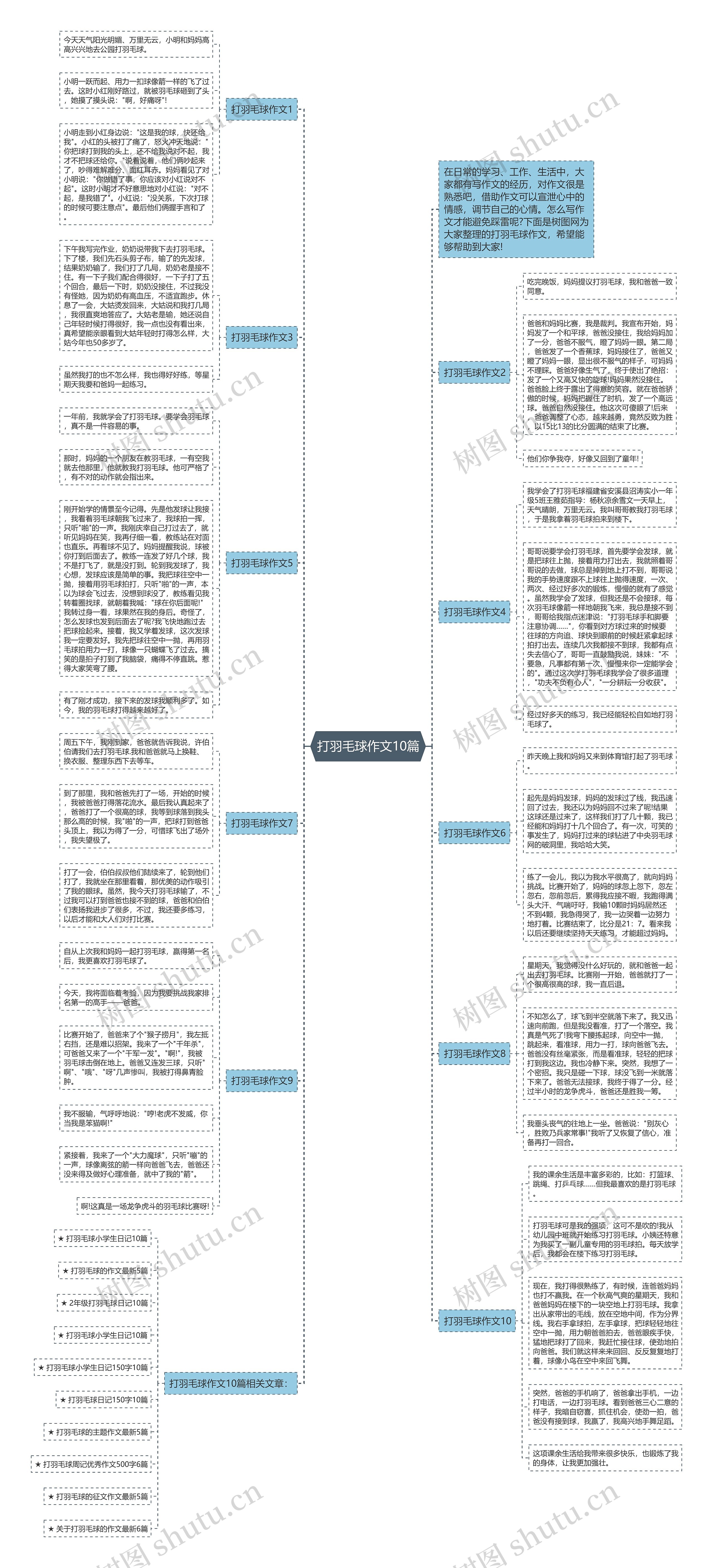 打羽毛球作文10篇思维导图