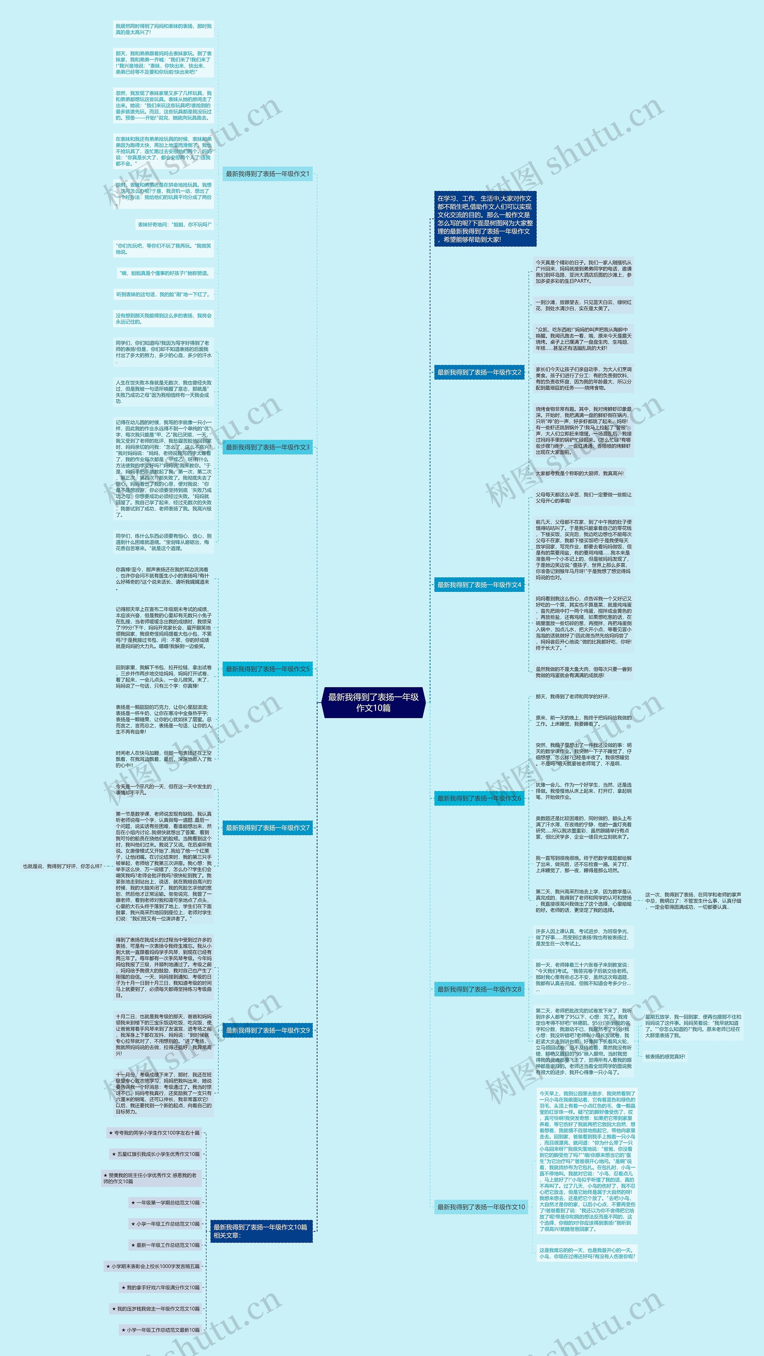 最新我得到了表扬一年级作文10篇思维导图