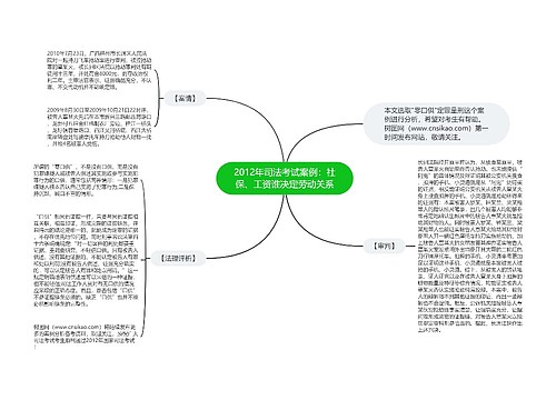2012年司法考试案例：社保、工资谁决定劳动关系