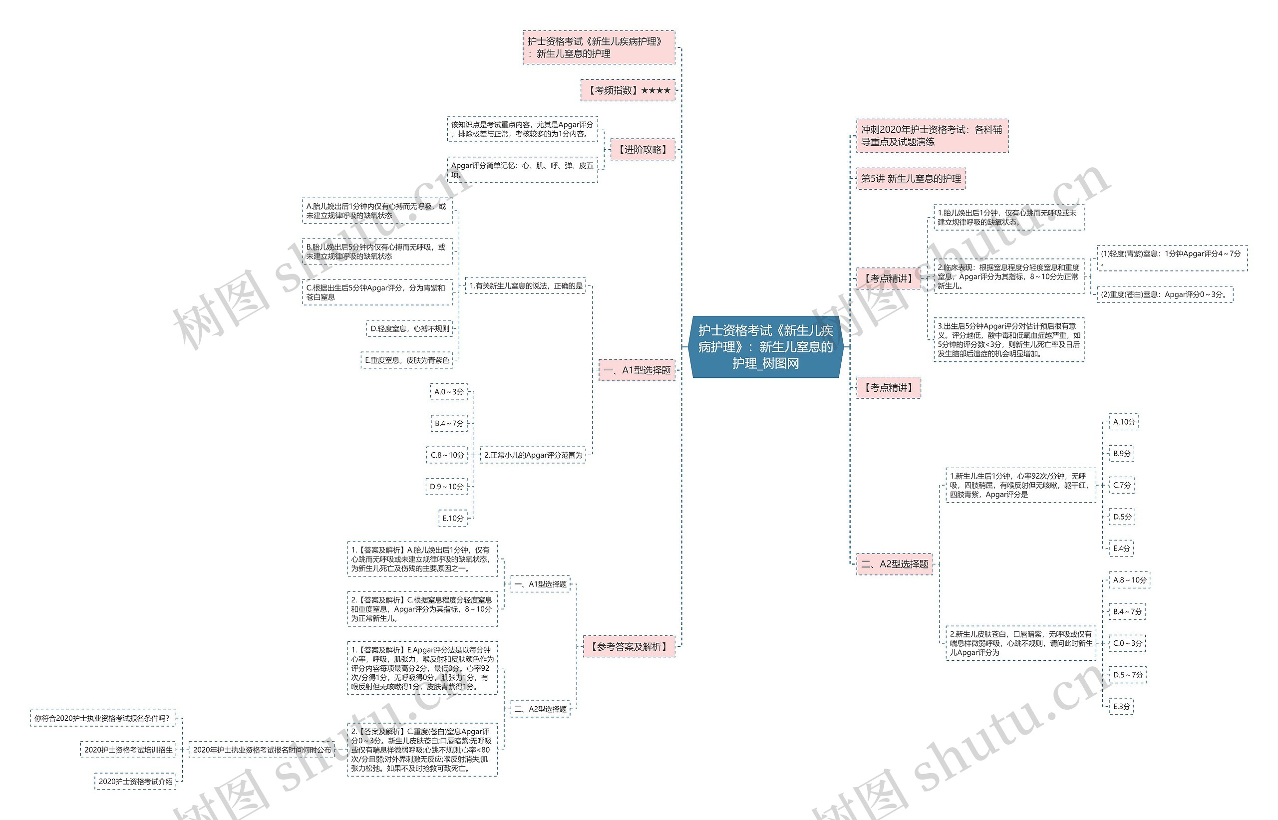 护士资格考试《新生儿疾病护理》：新生儿窒息的护理思维导图