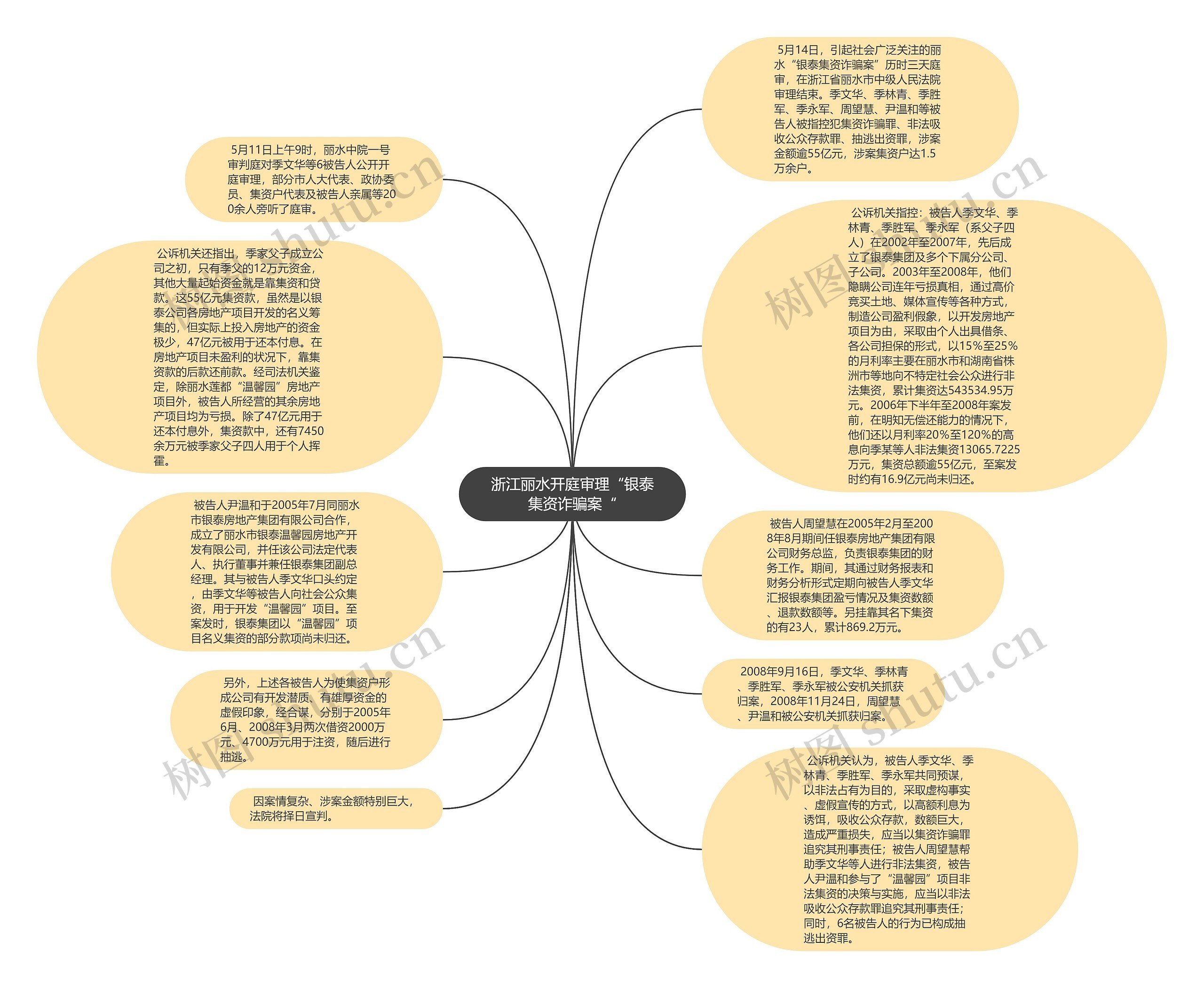 浙江丽水开庭审理“银泰集资诈骗案“思维导图