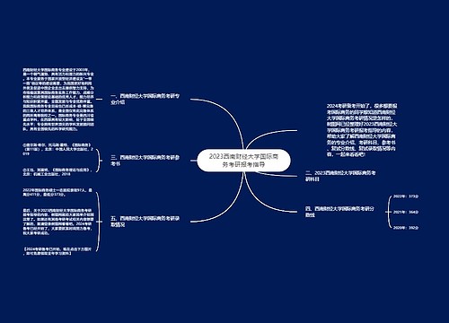 2023西南财经大学国际商务考研报考指导