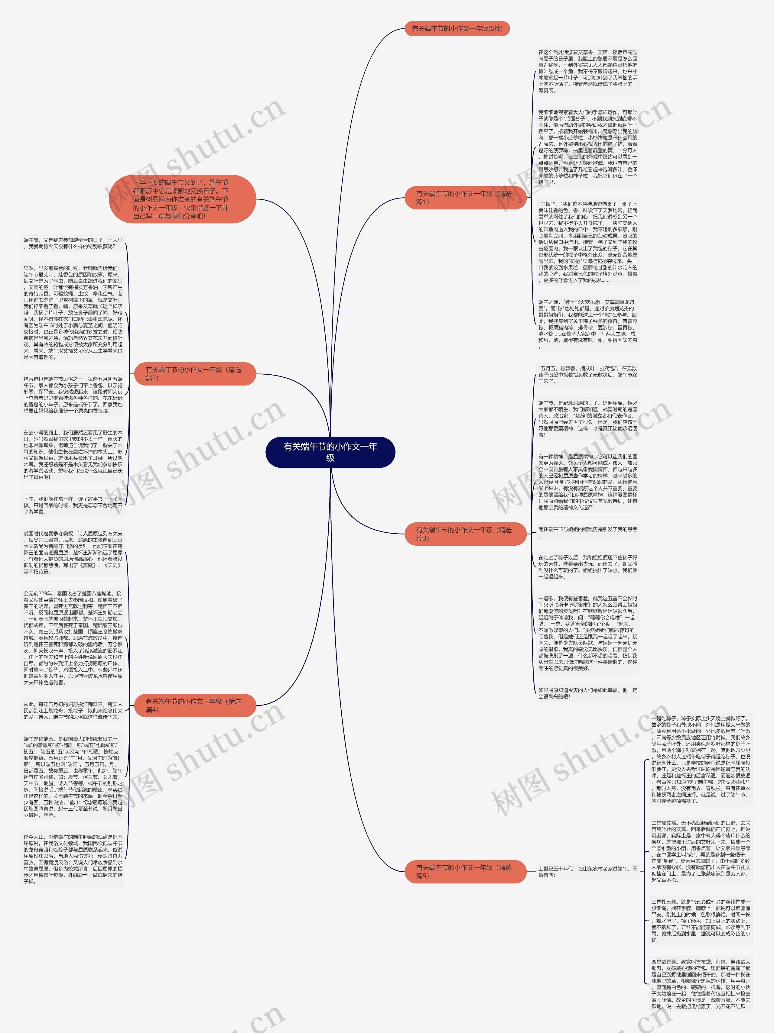 有关端午节的小作文一年级思维导图