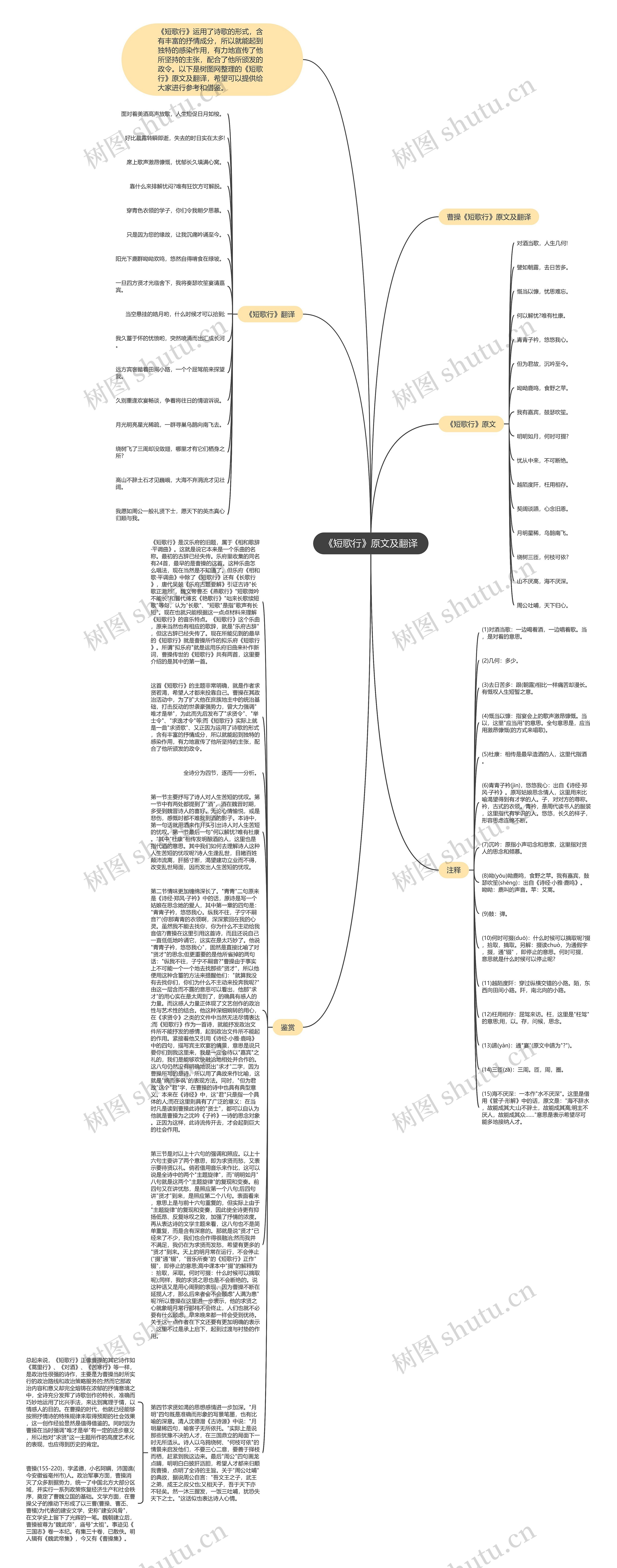 《短歌行》原文及翻译思维导图