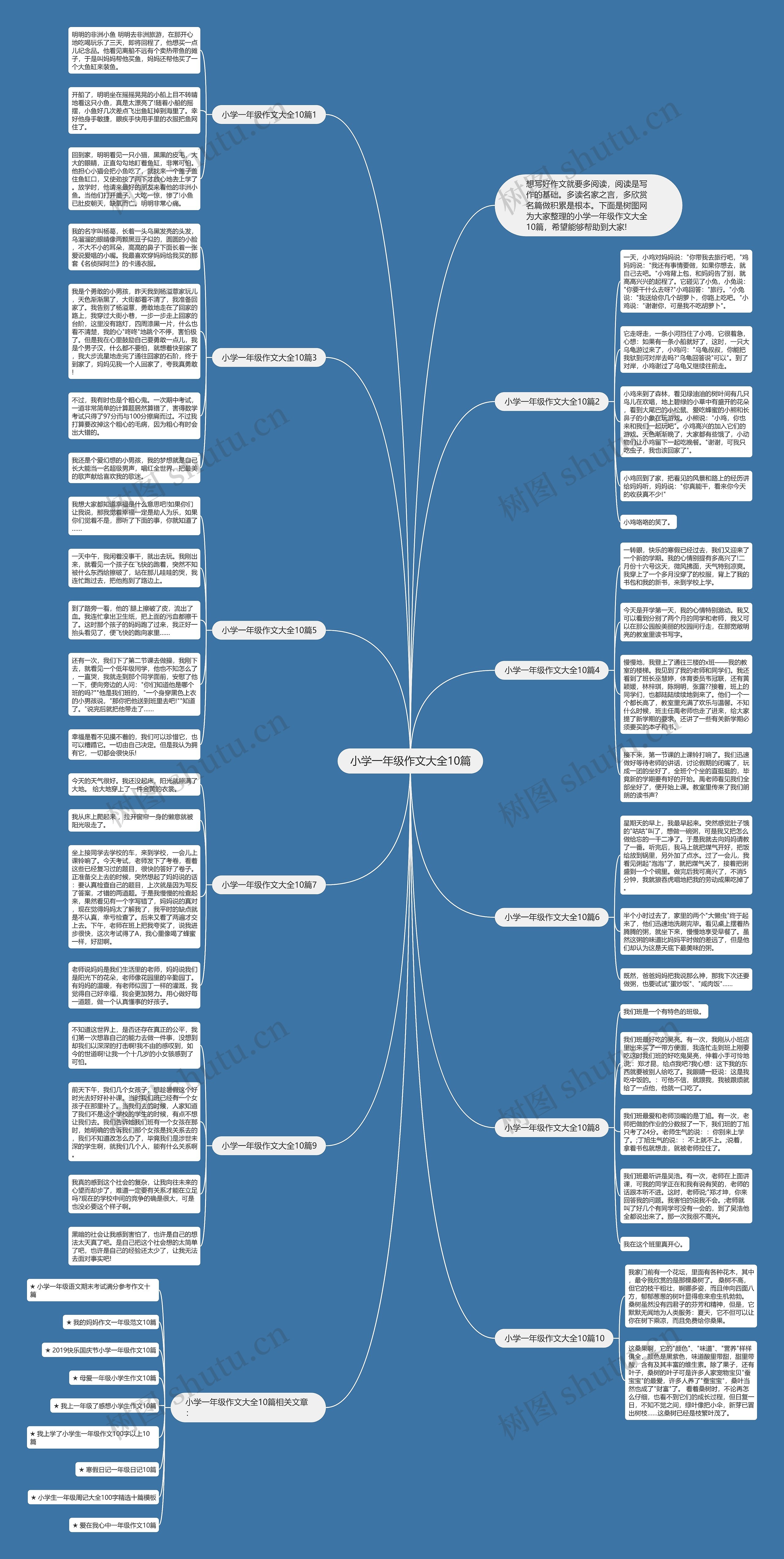 小学一年级作文大全10篇思维导图