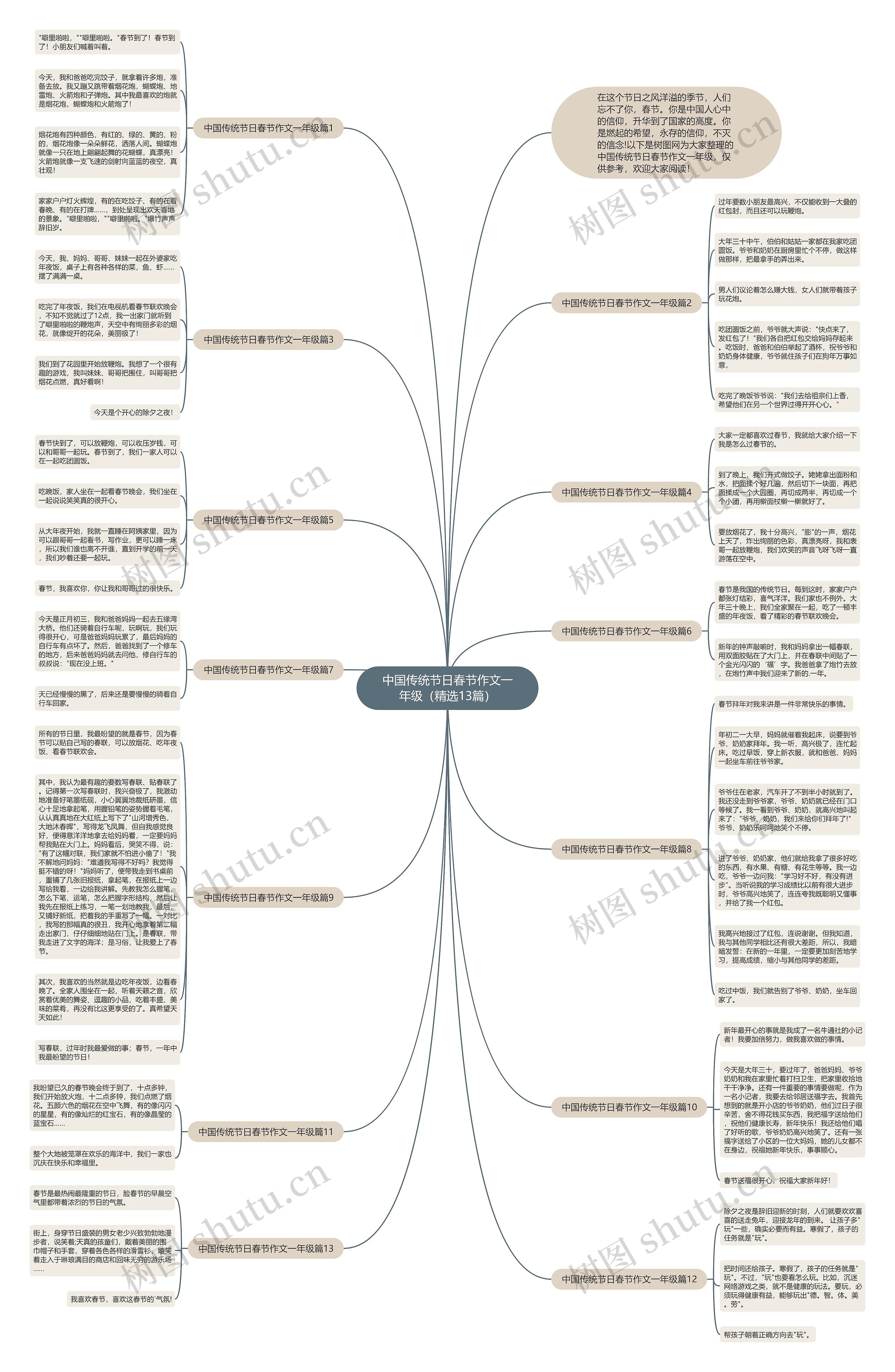 中国传统节日春节作文一年级（精选13篇）思维导图