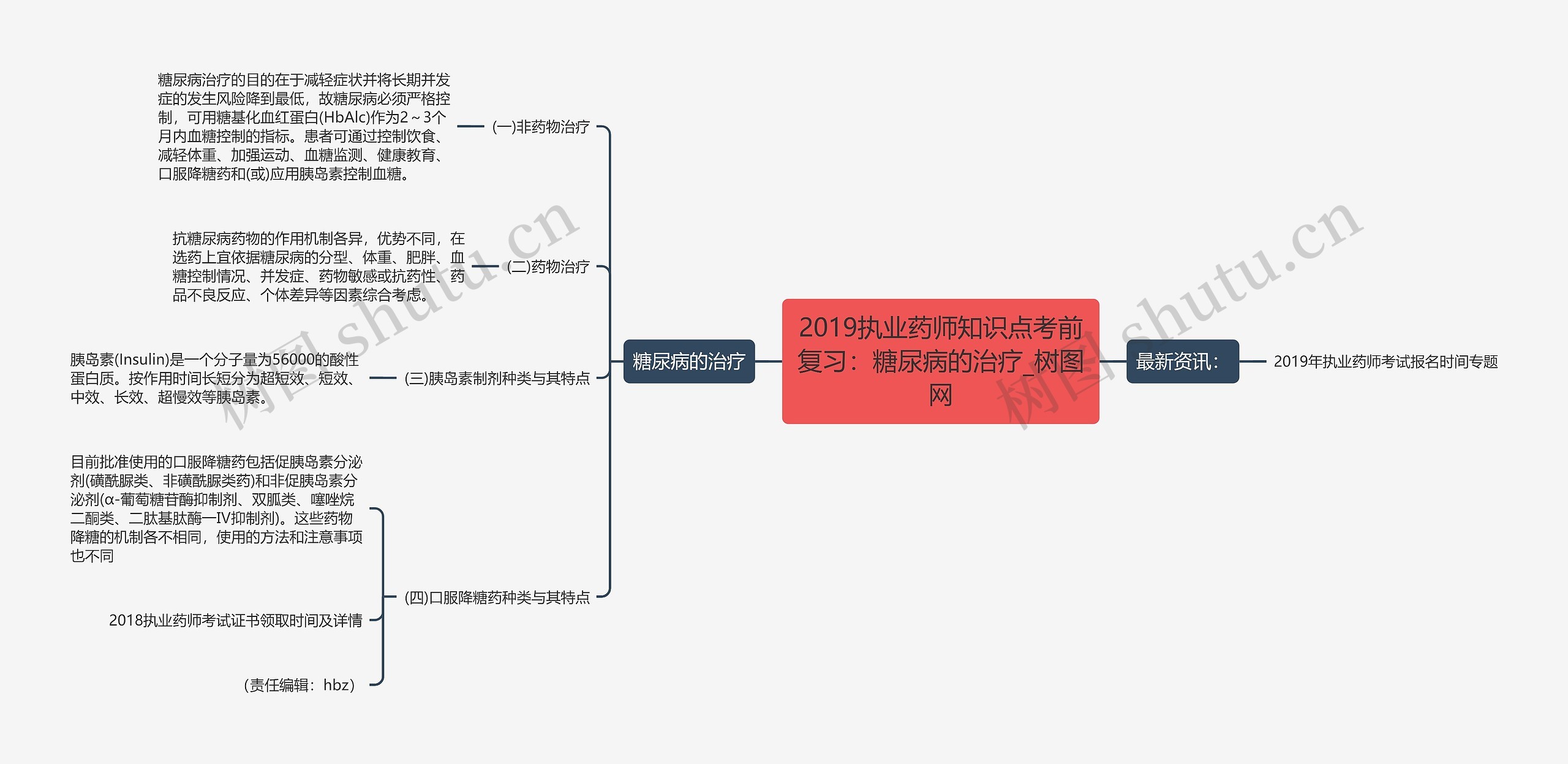 2019执业药师知识点考前复习：糖尿病的治疗思维导图